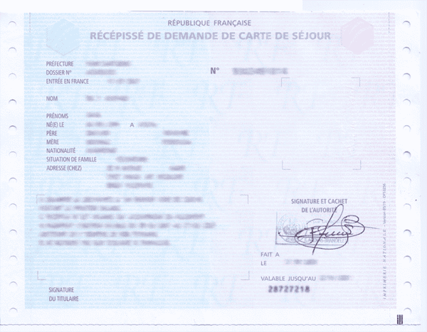Recepisse France Residence Permit Card Template in PSD Format