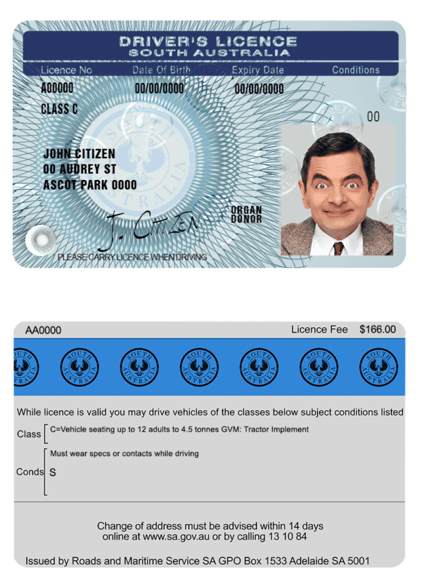 South-Australia-DL South Australia Driver License Template