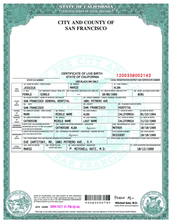 USA-California-San-Francisco-Birth-Certificate-Word-Template-V1-1 Fake USA California San Francisco Birth Certificate Word Template