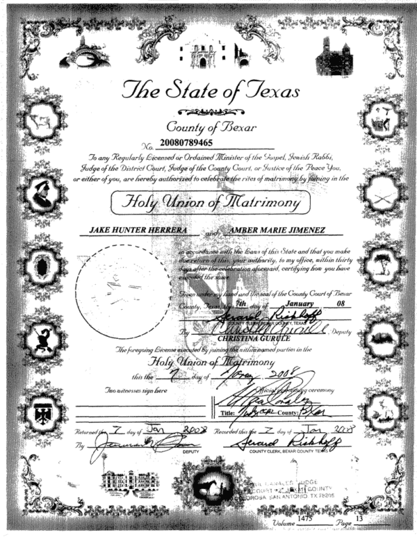 Fake USA Texas Marriage Certificate Pdf Template