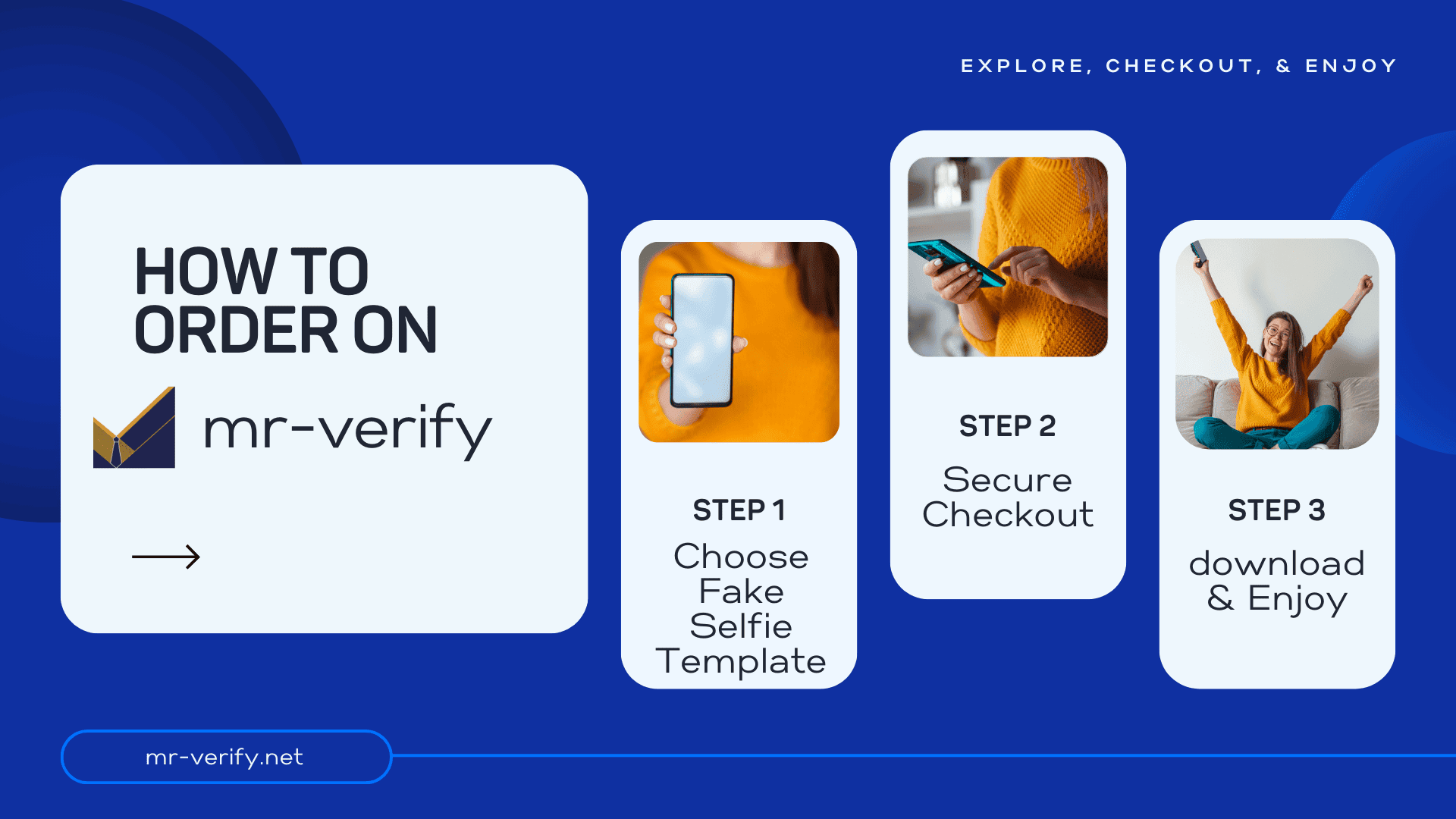 How To Order On mr-verify: 1. Choose a fake selfie 2. Secure Checkout 3. download & Enjoy