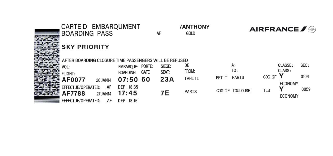 Fake AirFrance Airline Ticket