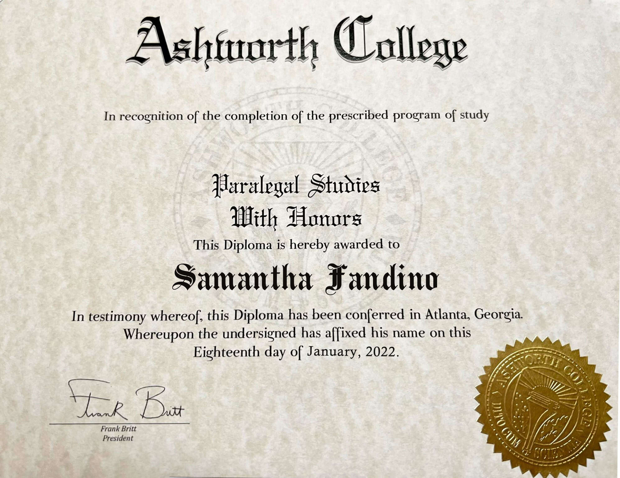 Authentic-Looking Fake certificate from Ashworth College Authentic-Looking Fake certificate from Ashworth College