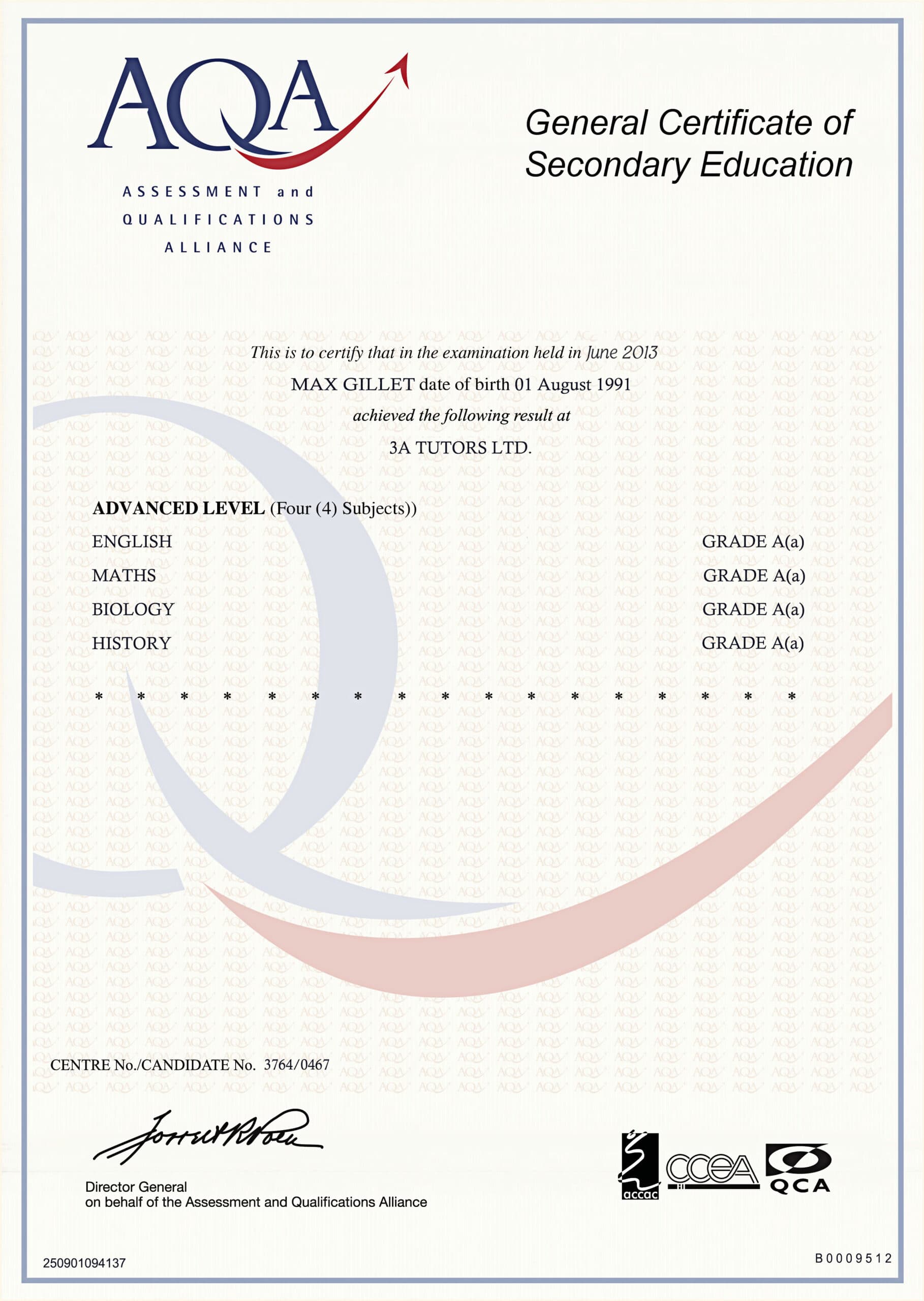 Authentic-Looking Fake GCSE certificate from AQA Awarding Body Authentic-Looking Fake GCSE certificate from AQA Awarding Body