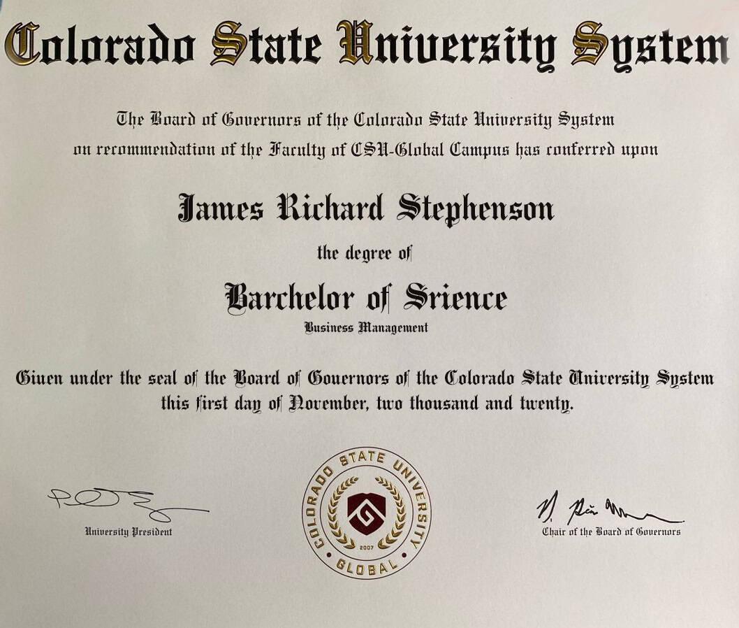 Authentic-Looking Fake certificate from Colorado State University Authentic-Looking Fake certificate from Colorado State University