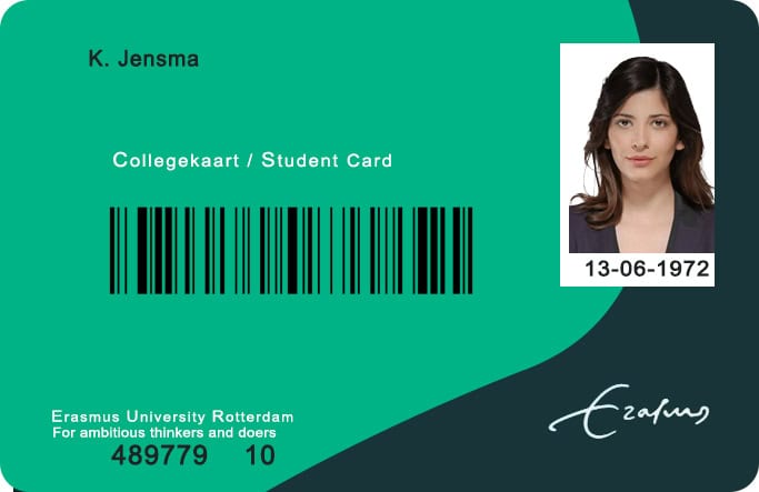 Create Erasmus University Rotterdam Student ID Cards with Fillable PSD Templates front Create Erasmus University Rotterdam Student ID Cards with Fillable PSD Templates