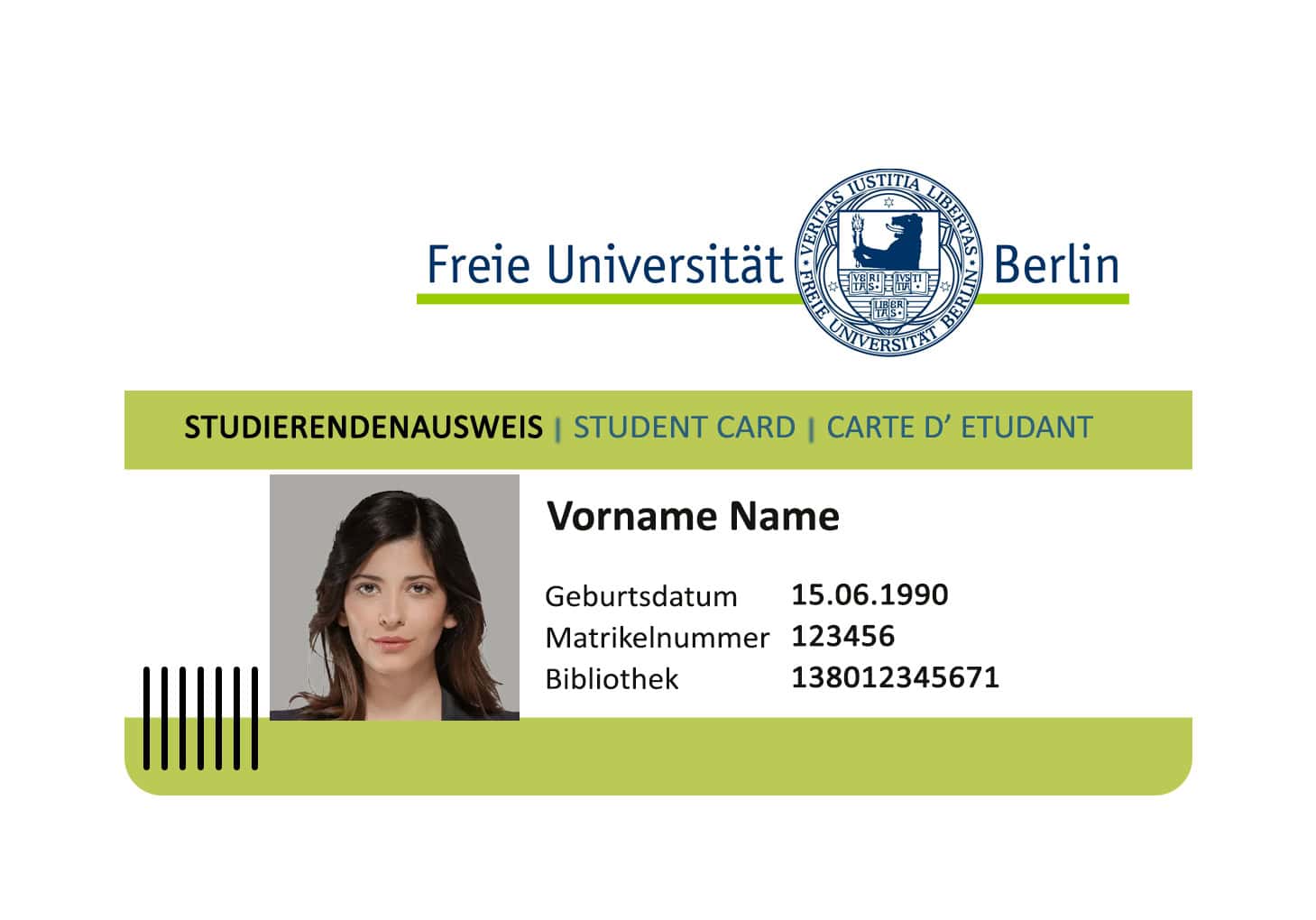 Create Free University of Berlin Student ID Cards with Fillable PSD Templates