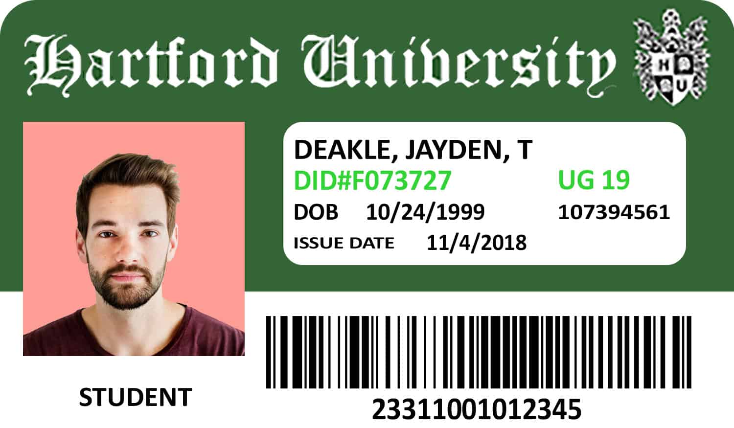 Create Hartford University Student ID Cards with Fillable PSD Templates