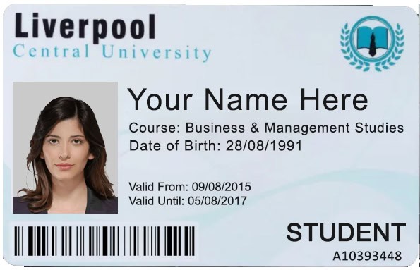 Create Liverpool central university Student ID Cards with Fillable PSD Templates front Create Liverpool central university Student ID Cards with Fillable PSD Templates