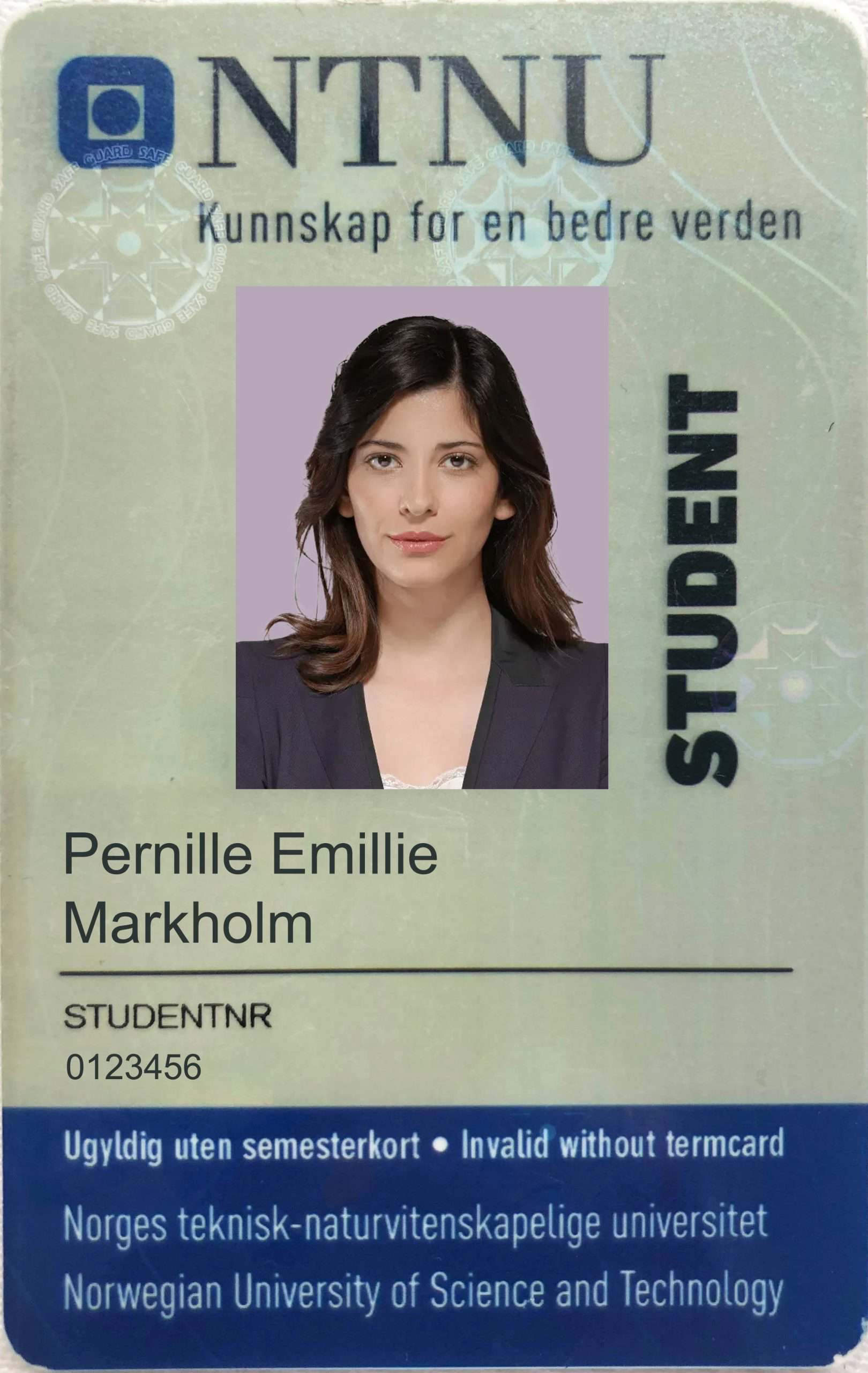 Create Norwegian University of Science & Technology (NTNU) Student ID Cards with Fillable PSD Templates