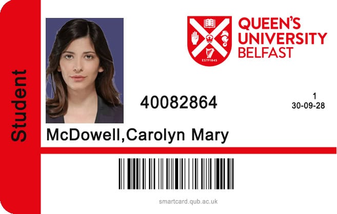 Create Queen's University Belfast Student ID Cards with Fillable PSD Templates front Create Queen's University Belfast Student ID Cards with Fillable PSD Templates