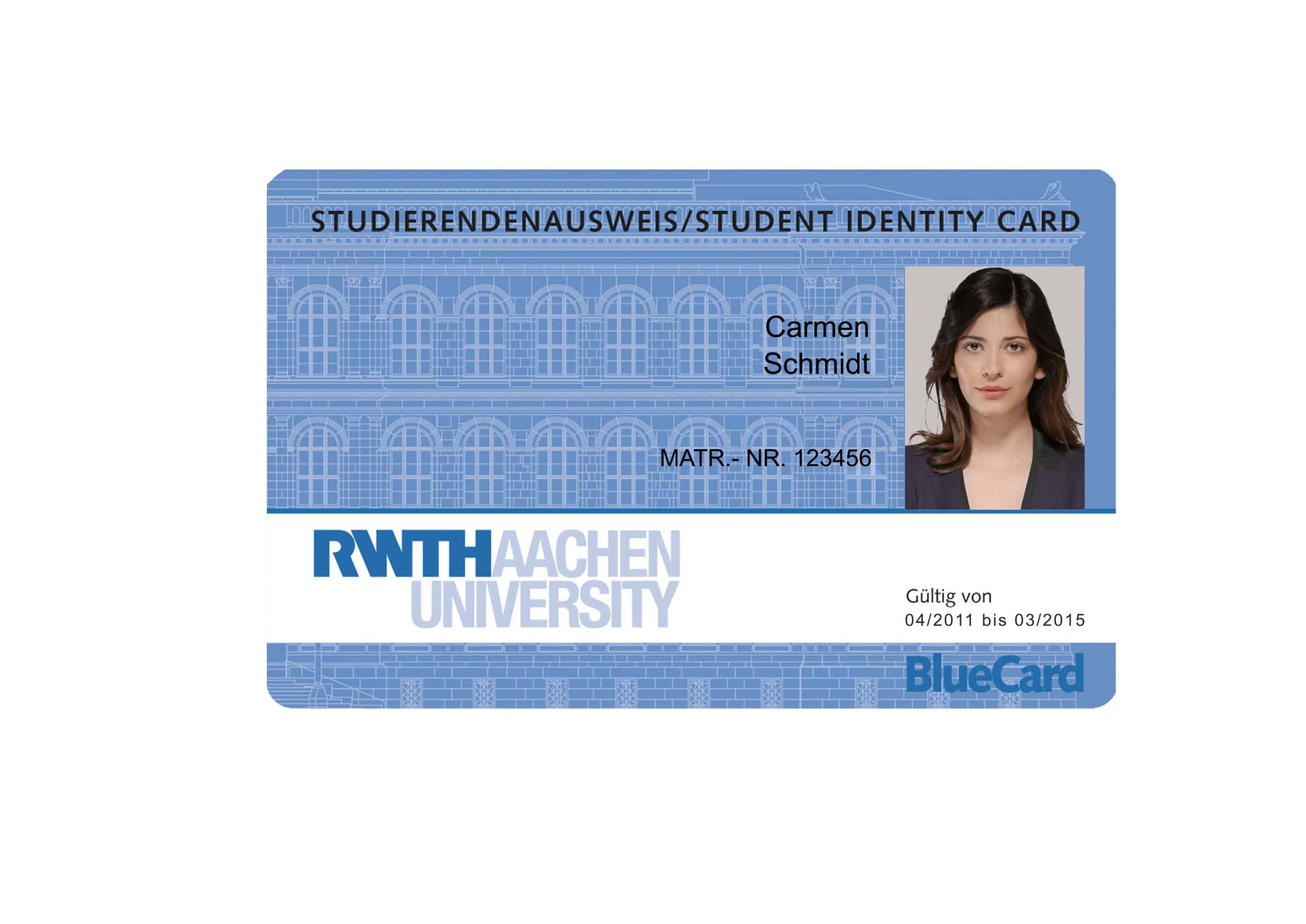 Create RWTH Aachen university Student ID Cards with Fillable PSD Templates front