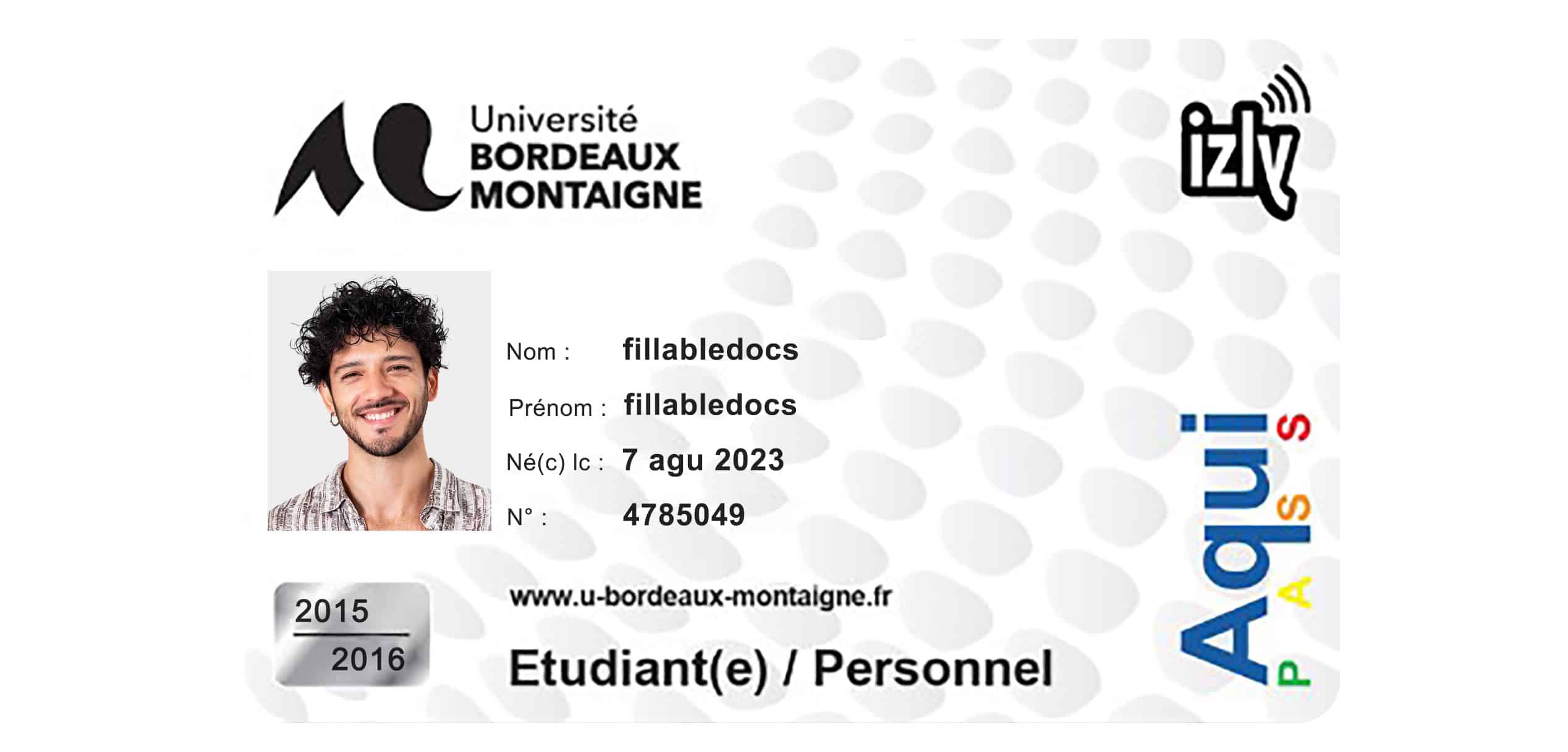 Create University Bordeaux montaigne Student ID Cards with Fillable PSD Templates front Create University Bordeaux montaigne Student ID Cards with Fillable PSD Templates