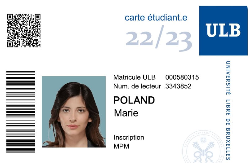 Create University Libre de Bruxelles Student ID Cards with Fillable PSD Templates