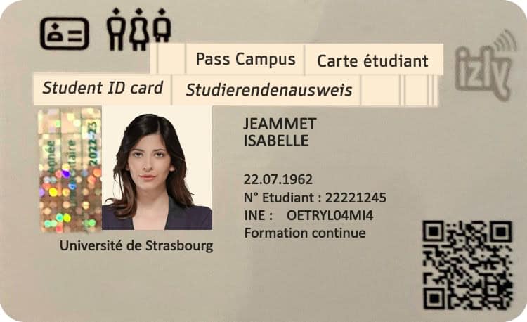 Create University de Strasbourg Student ID Cards with Fillable PSD Templates front Create University de Strasbourg Student ID Cards with Fillable PSD Templates