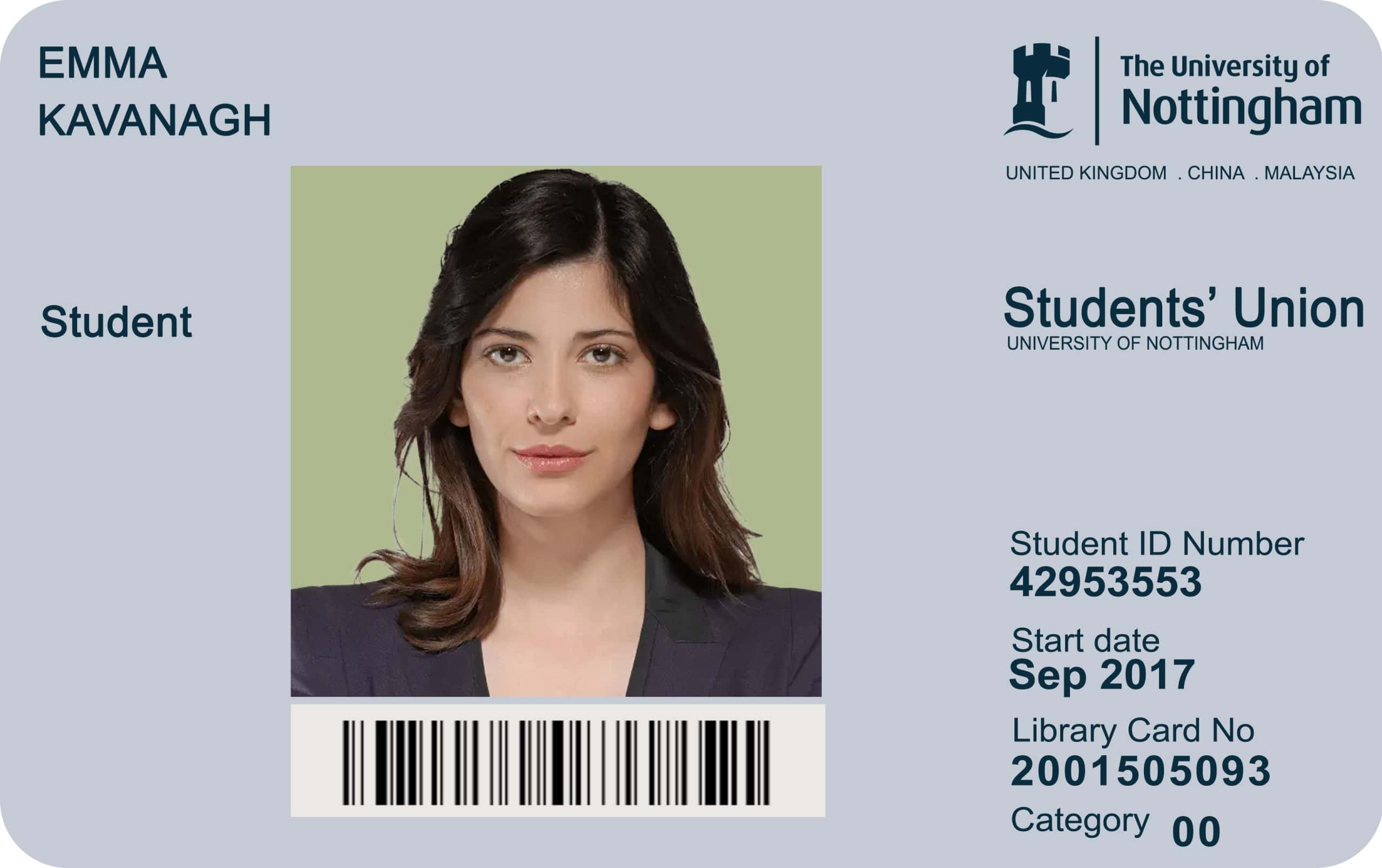 Create University of Nottingham Student ID Cards with Fillable PSD Templates FRONT Create University of Nottingham Student ID Cards with Fillable PSD Templates