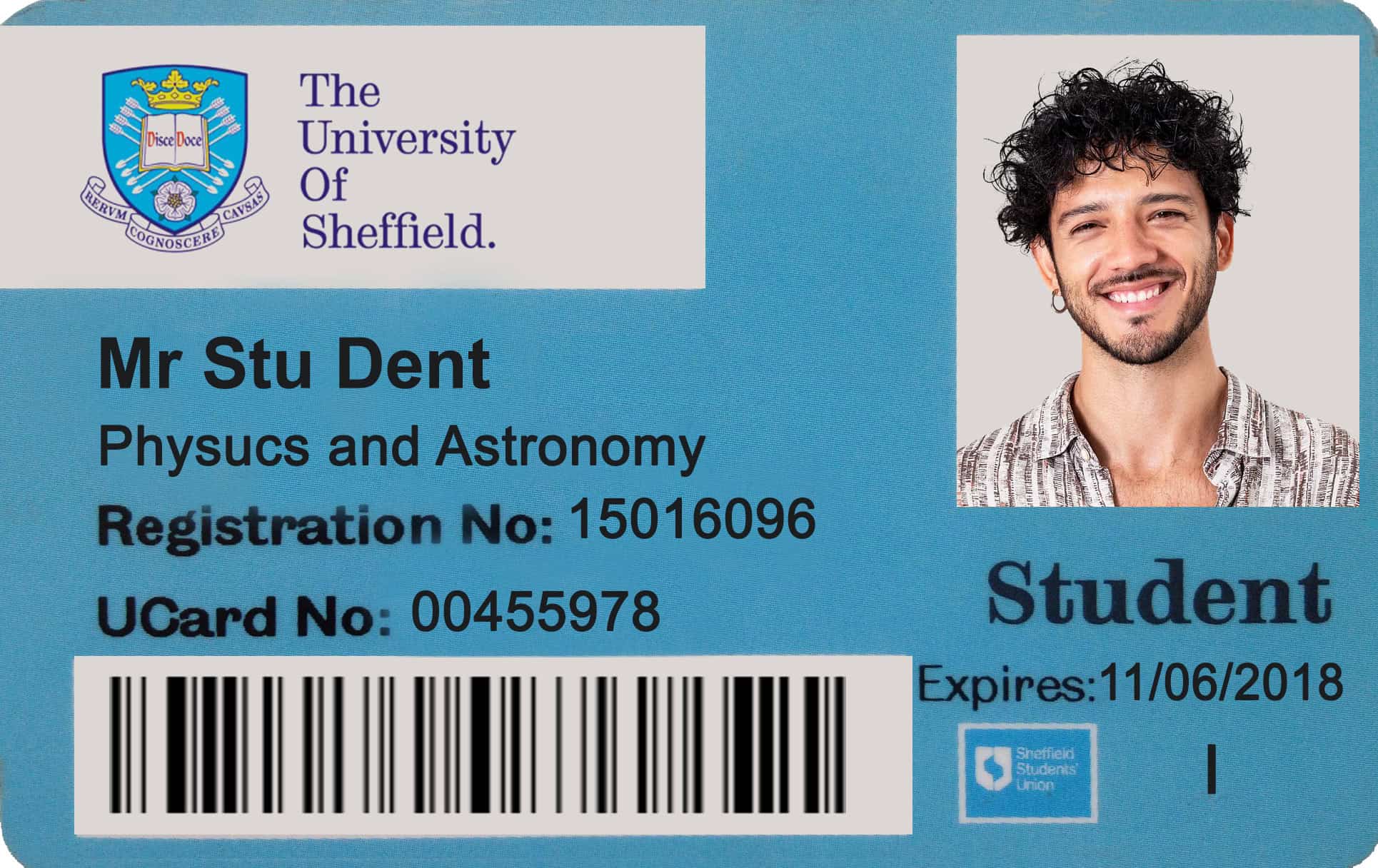 Create University of Sheffield Student ID Cards with Fillable PSD Templates front