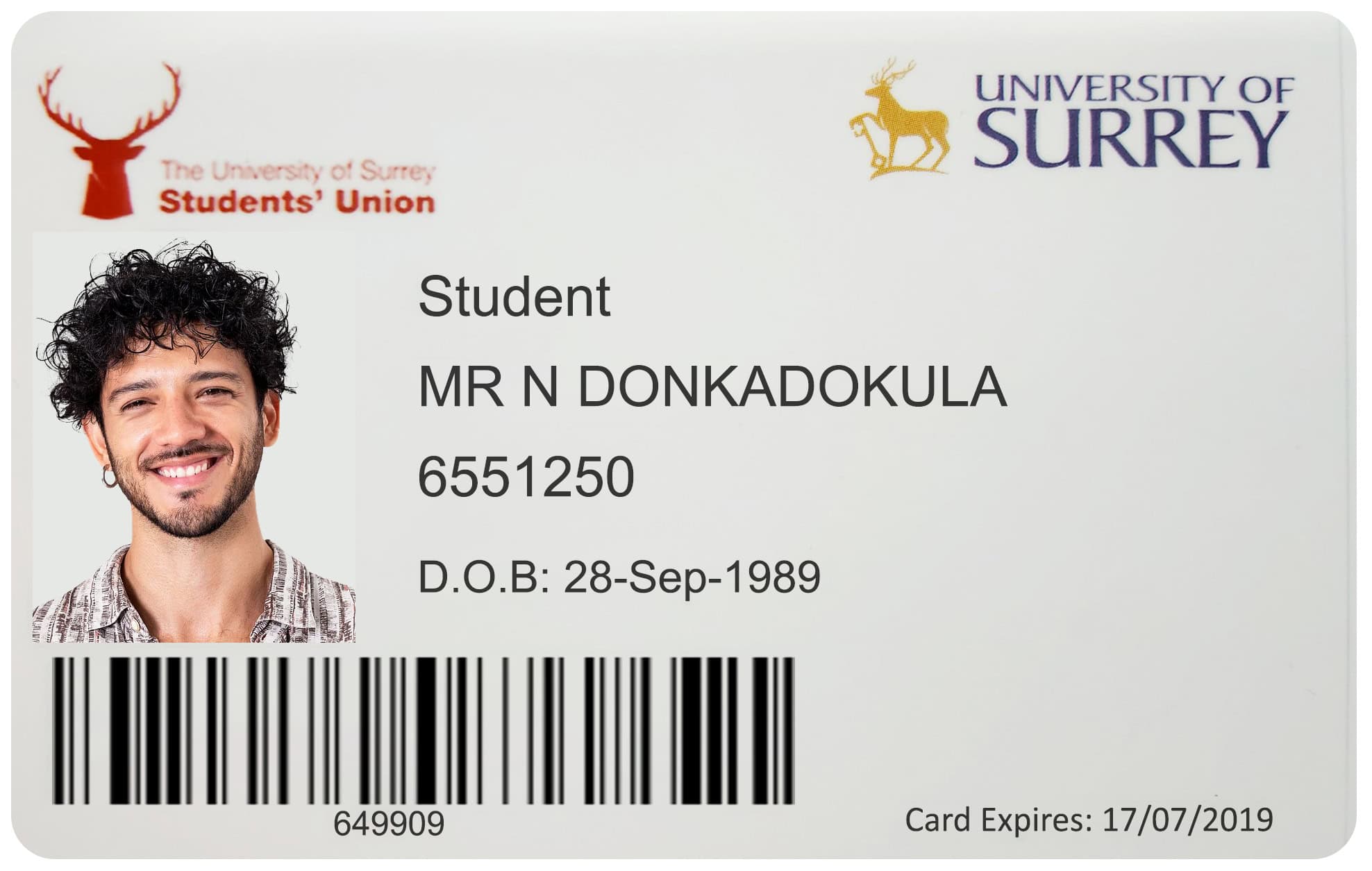 Create University of Surrey Student ID Cards with Fillable PSD Templates front Create University of Surrey Student ID Cards with Fillable PSD Templates