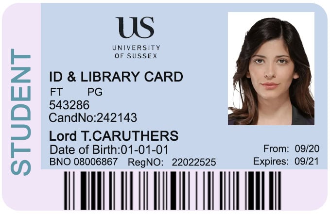 Create University of Sussex Student ID Cards with Fillable PSD Templates front Create University of Sussex Student ID Cards with Fillable PSD Templates front