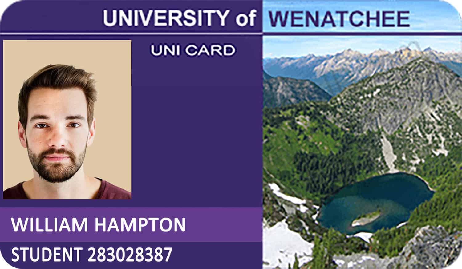 Create University of Wenatchee Student ID Cards with Fillable PSD Templates