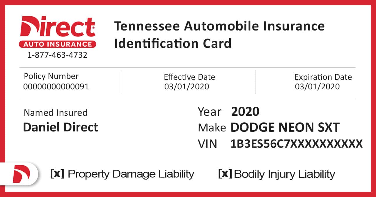 Customizable Fake Proof of DIRECT AUTO INSURANCE Car Insurance
