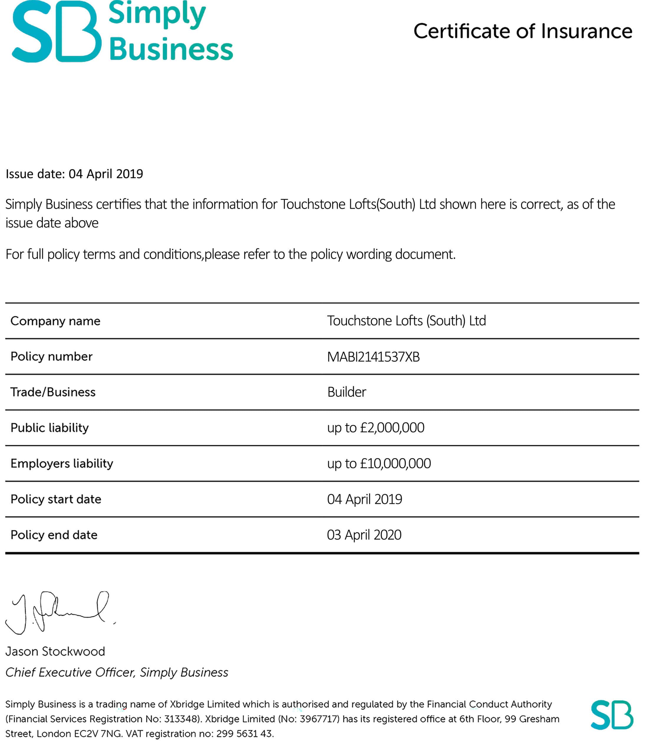 Customizable Fake Proof of simply business Insurance (VERSION1)