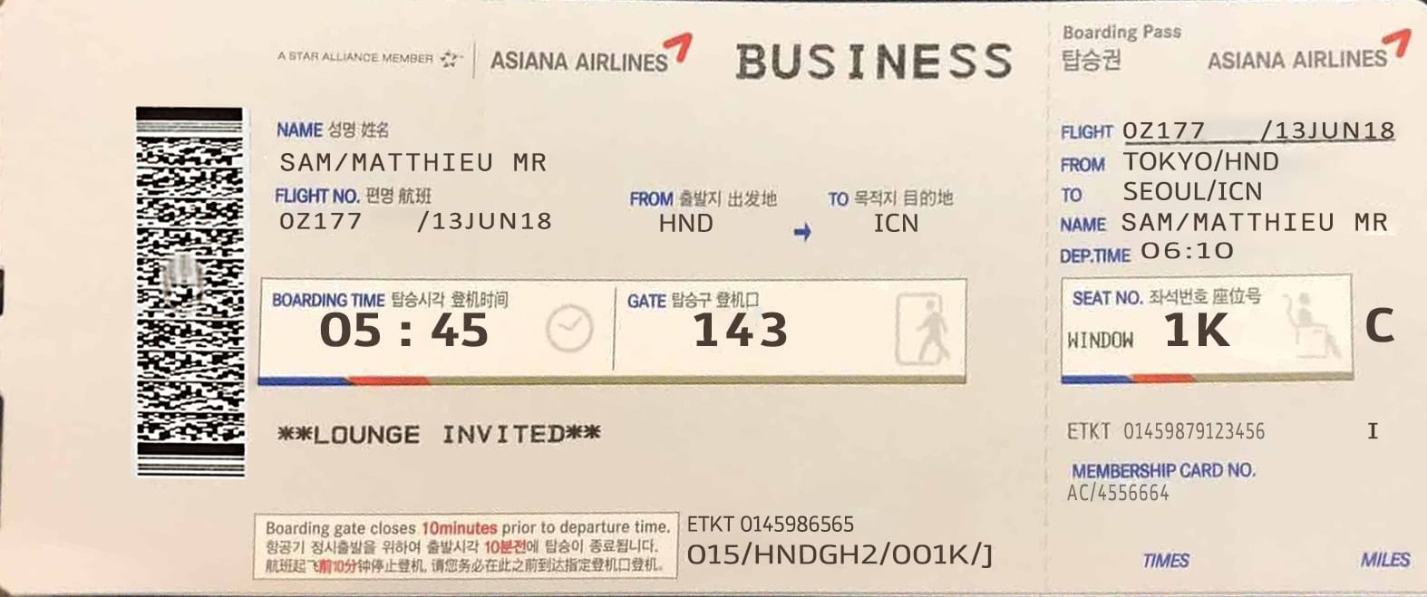 Fake Asiana airlines business Airline Ticket Fake Asiana airlines business Airline Ticket