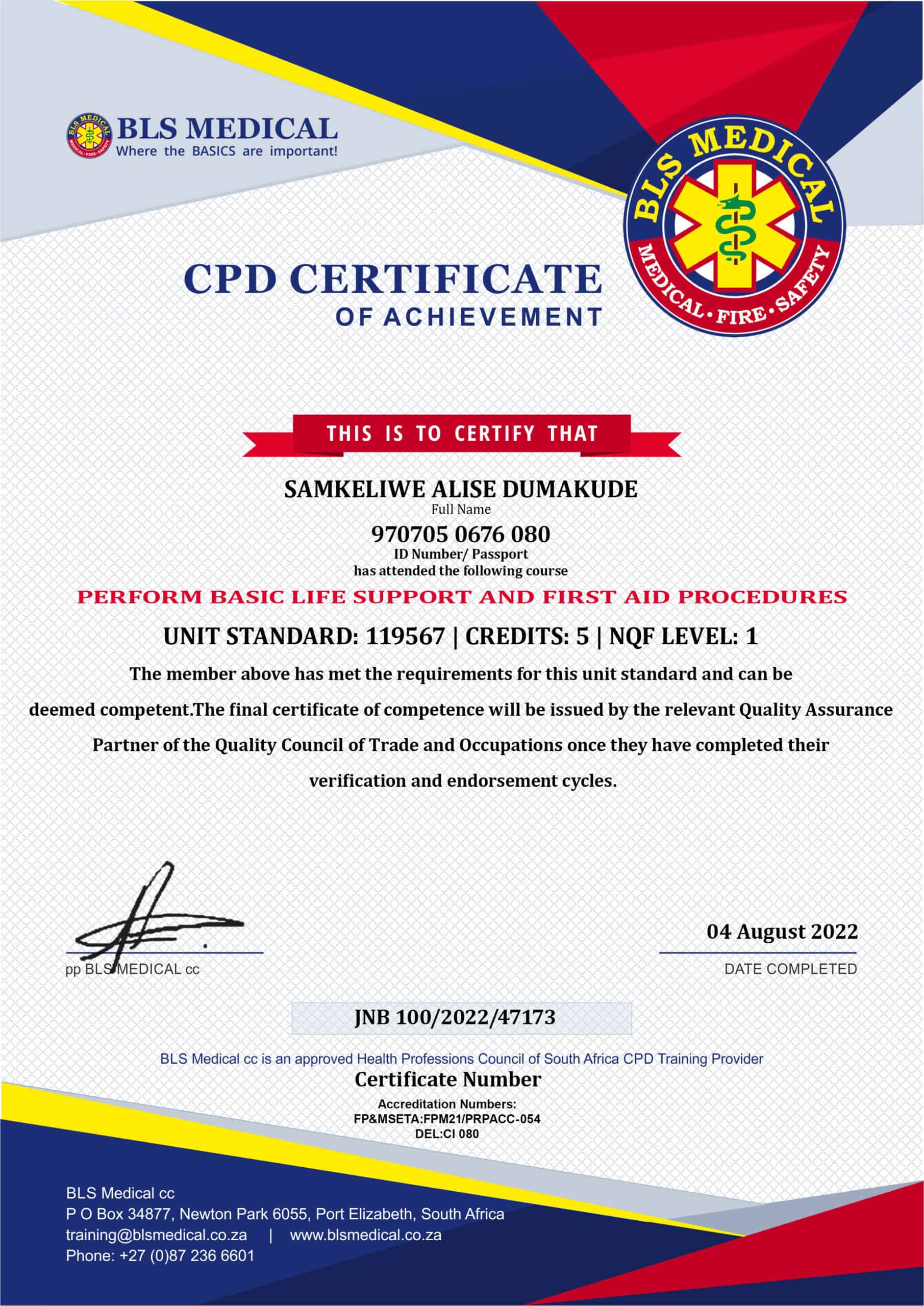 Fake BLS Medical certificate Certificate PSD Templates