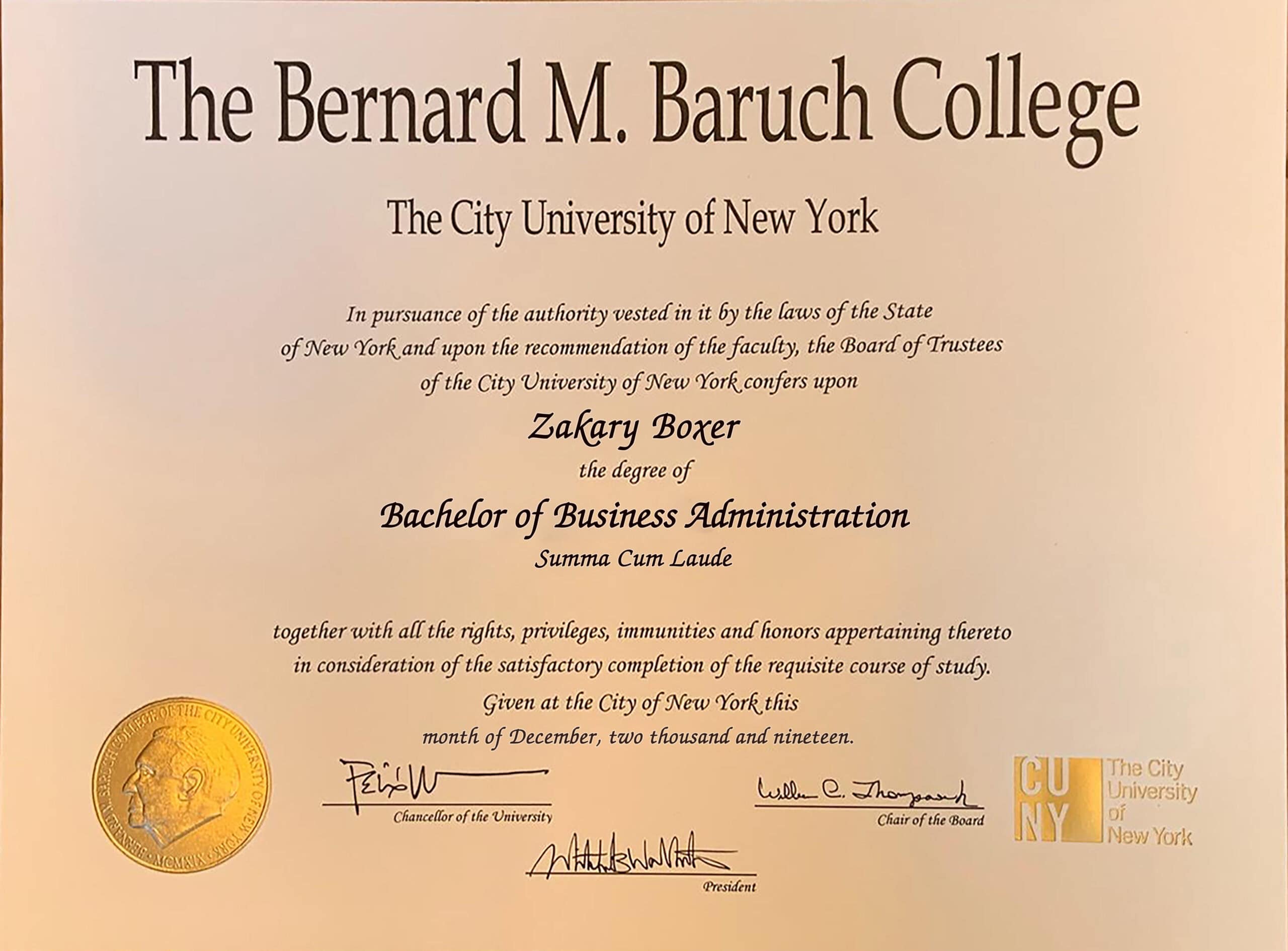 Fake Certificate from Bernard M. Baruch College Template Fake Certificate from Bernard M. Baruch College Template