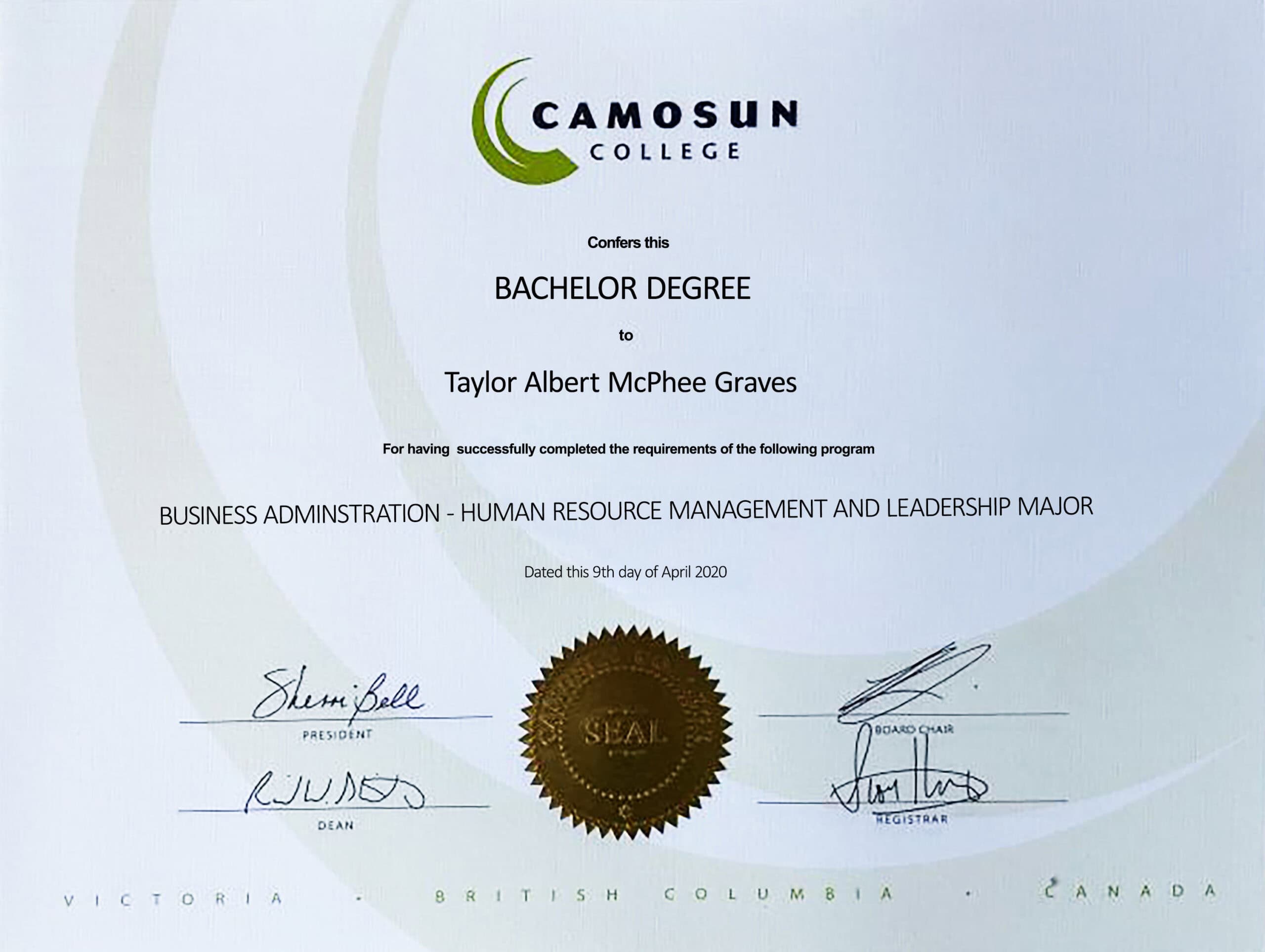 Fake Certificate from Camosun College Template Fake Certificate from Camosun College Template