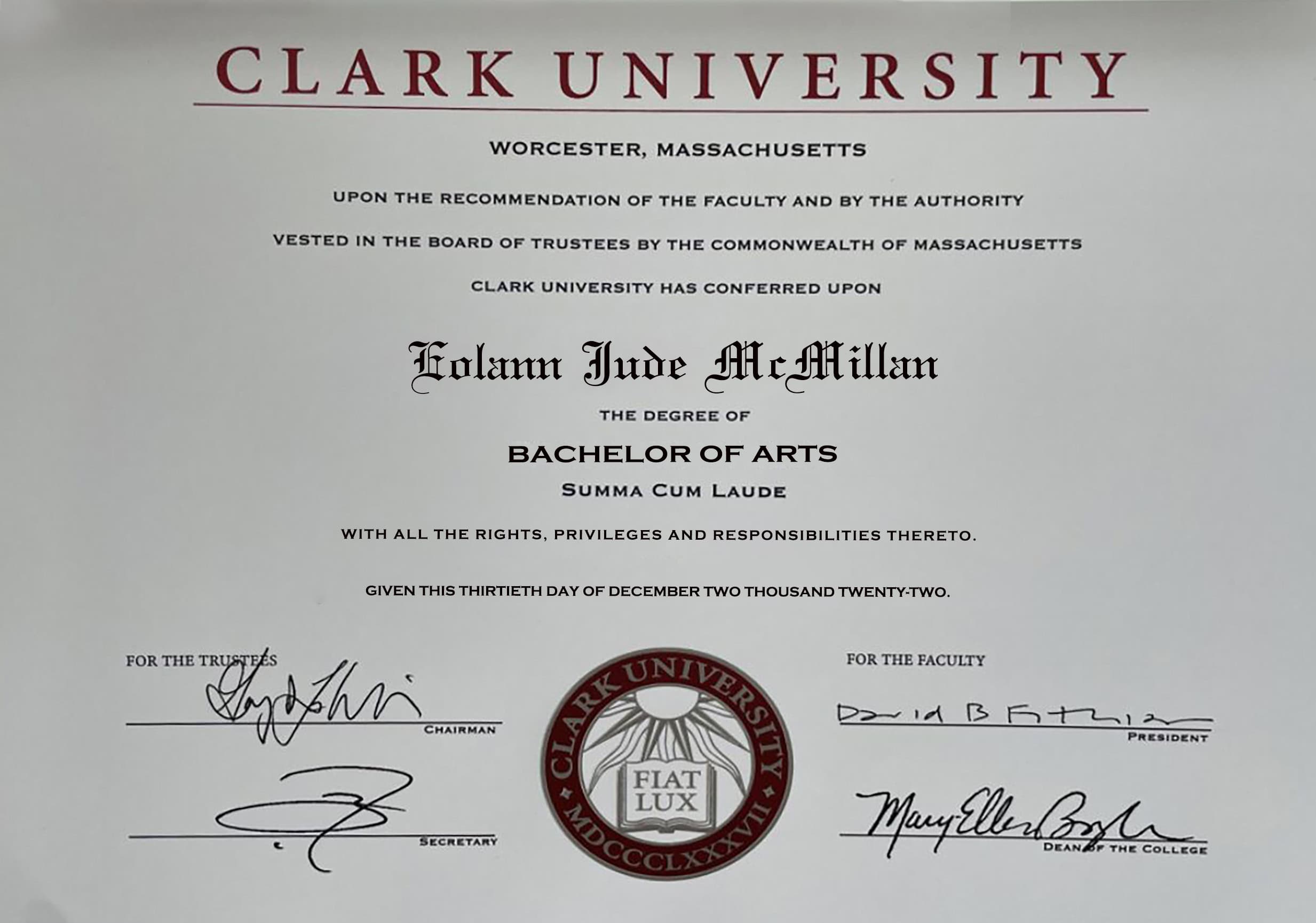 Fake Certificate from Clark University Template Fake Certificate from Clark University Template
