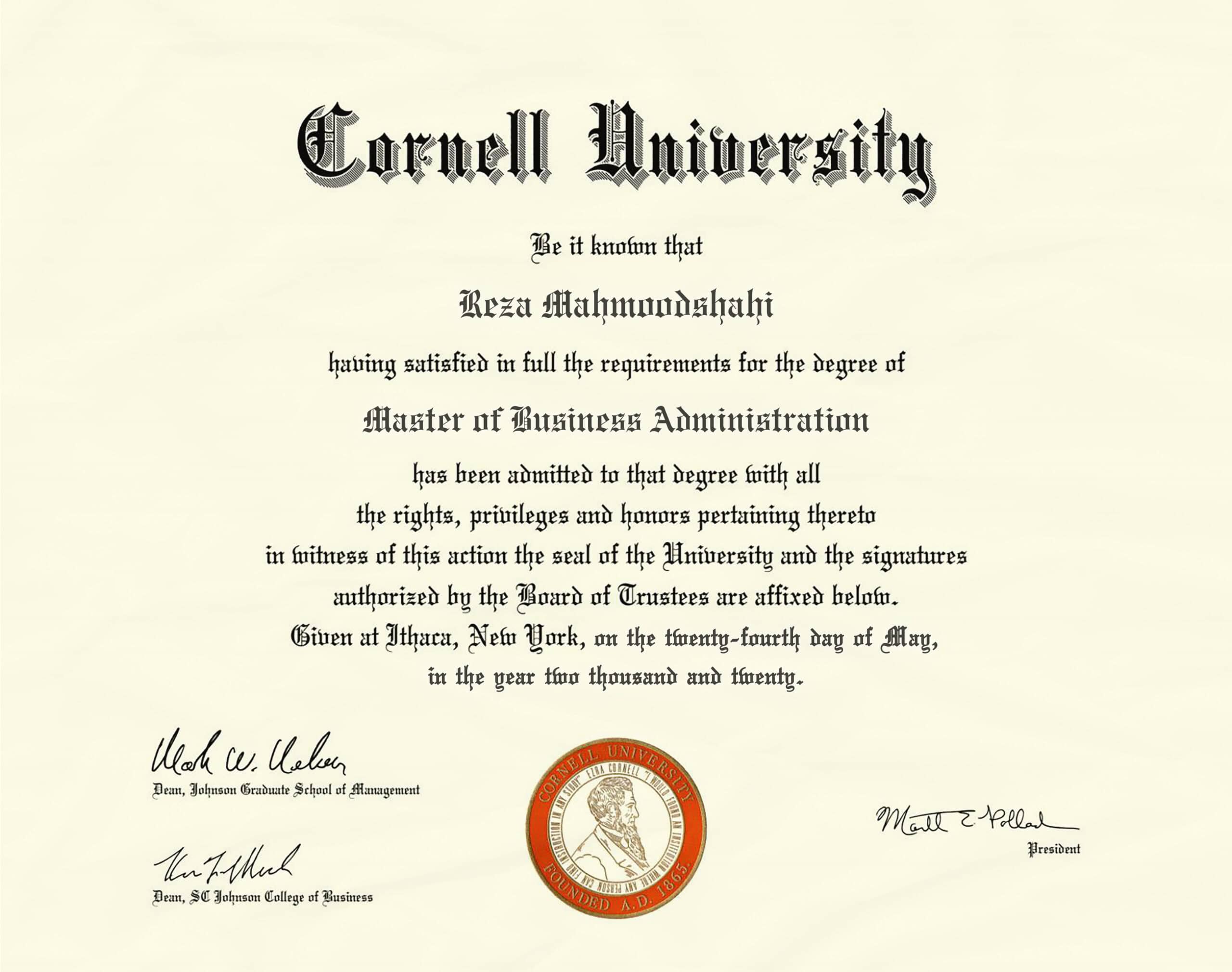 Fake Certificate from Cornell University Template version2 Fake Certificate from Cornell University Template version2