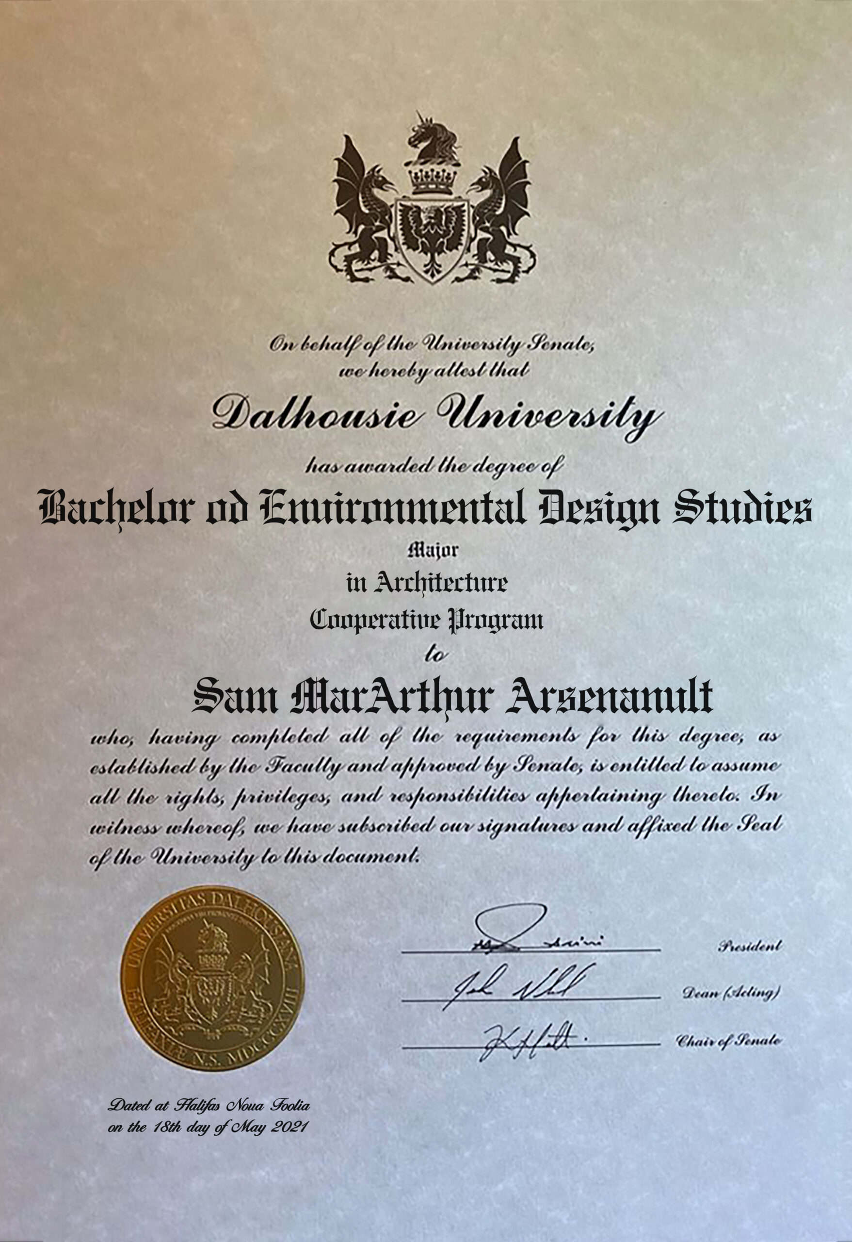 Fake Certificate from Dalhousie University Template Fake Certificate from Dalhousie University Template