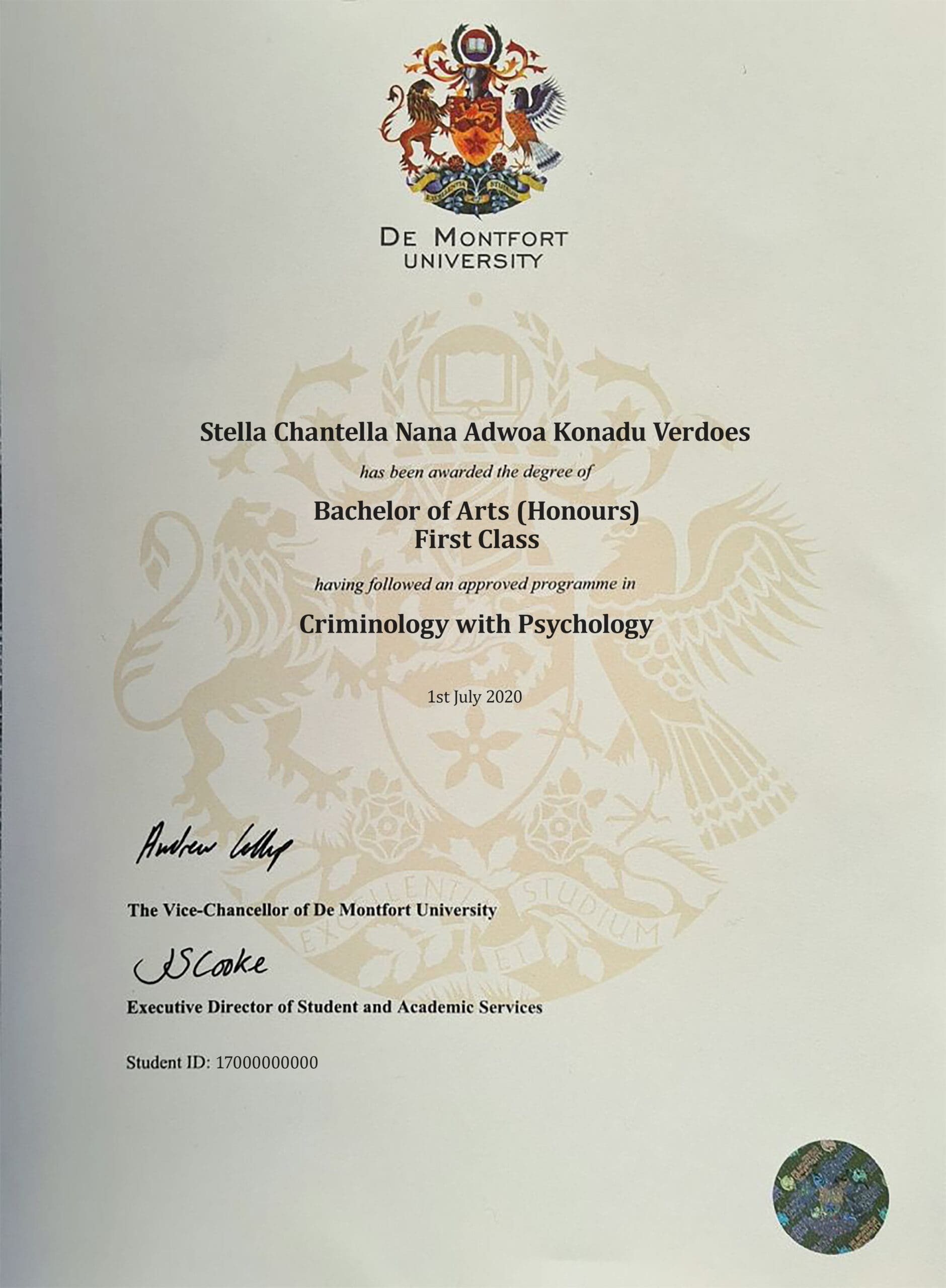 Fake Certificate from De Montfort University Template Fake Certificate from De Montfort University Template