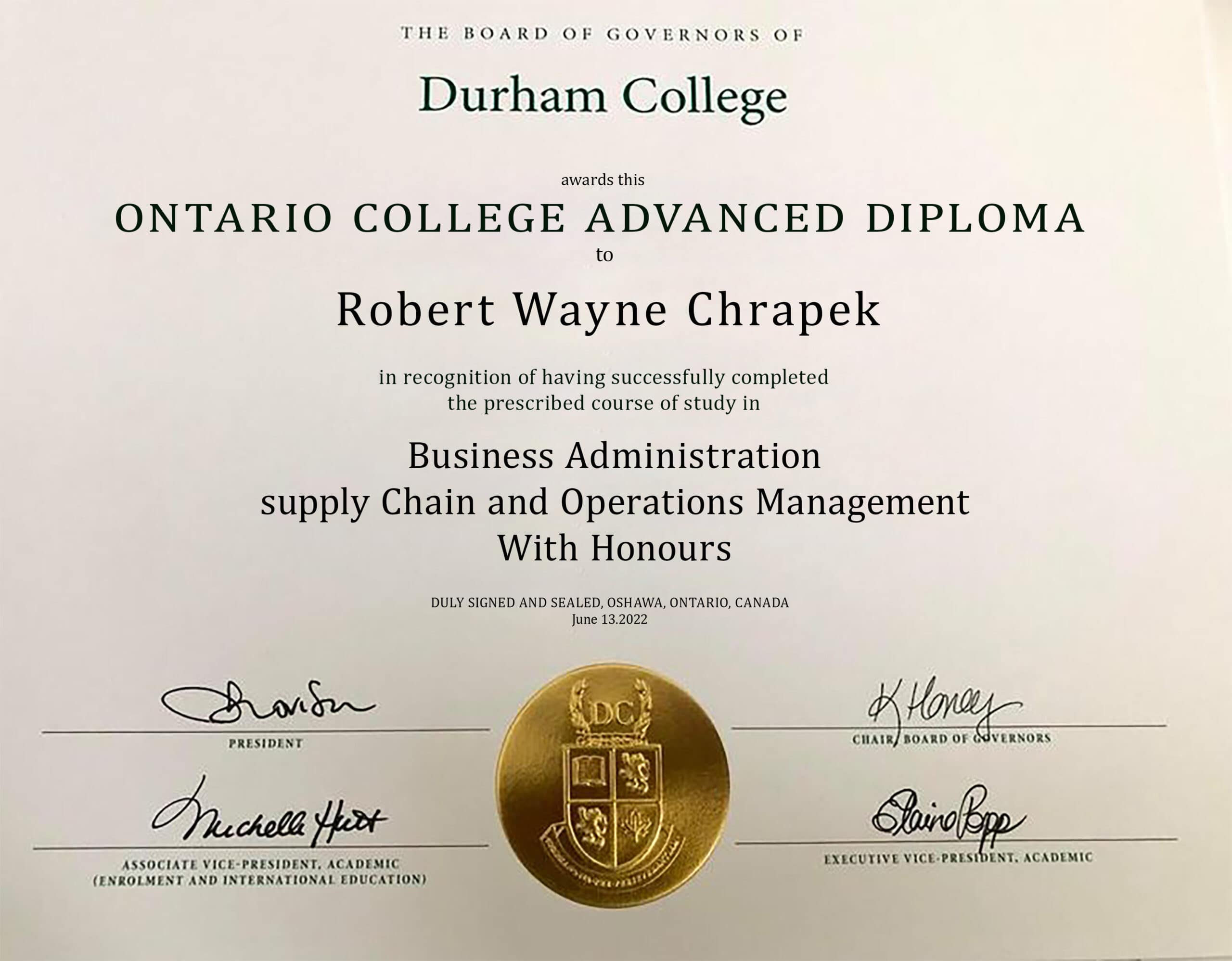 Fake Certificate from Durham College Template Fake Certificate from Durham College Template