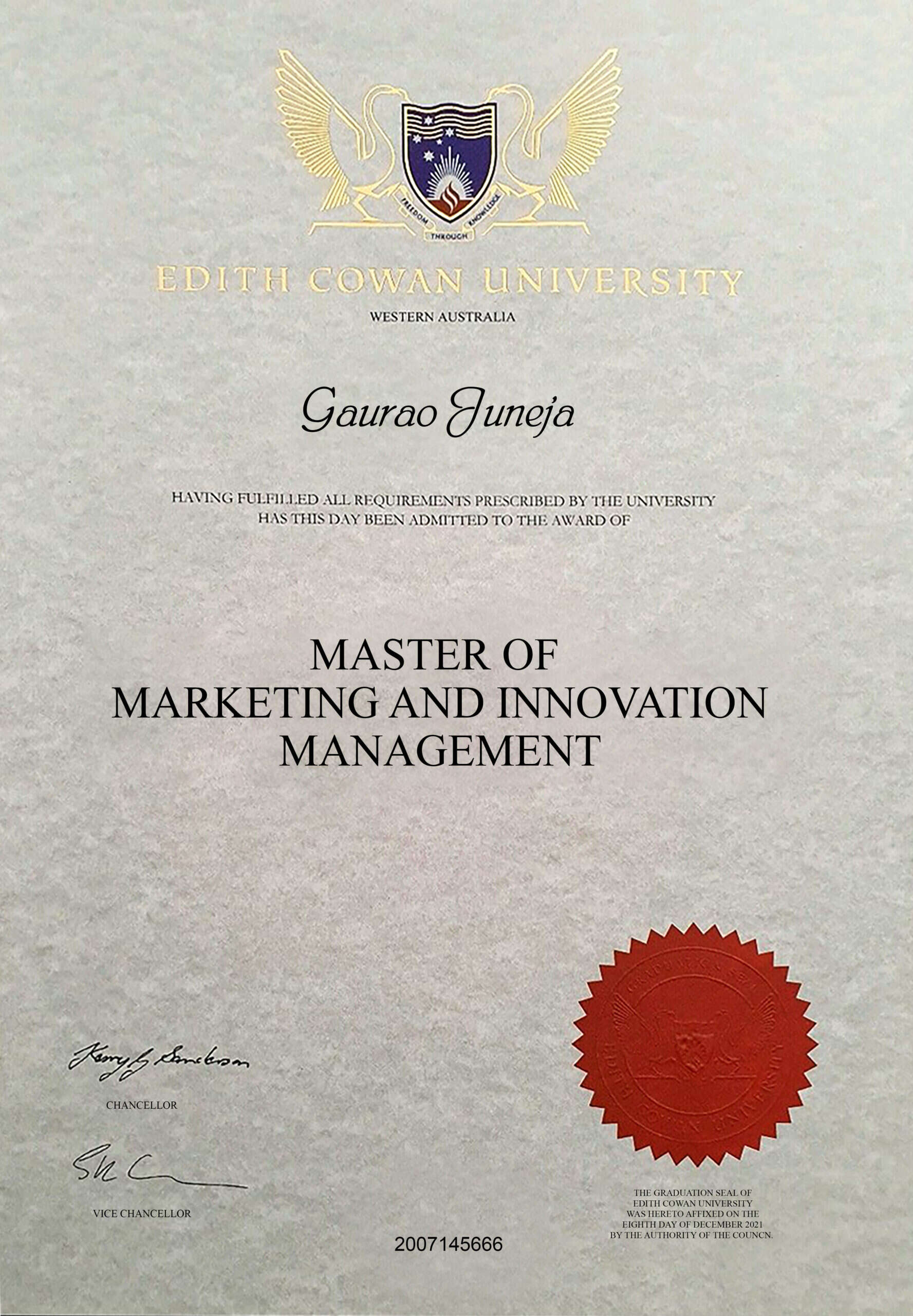 Fake Certificate from Edith Cowan University Template Fake Certificate from Edith Cowan University Template