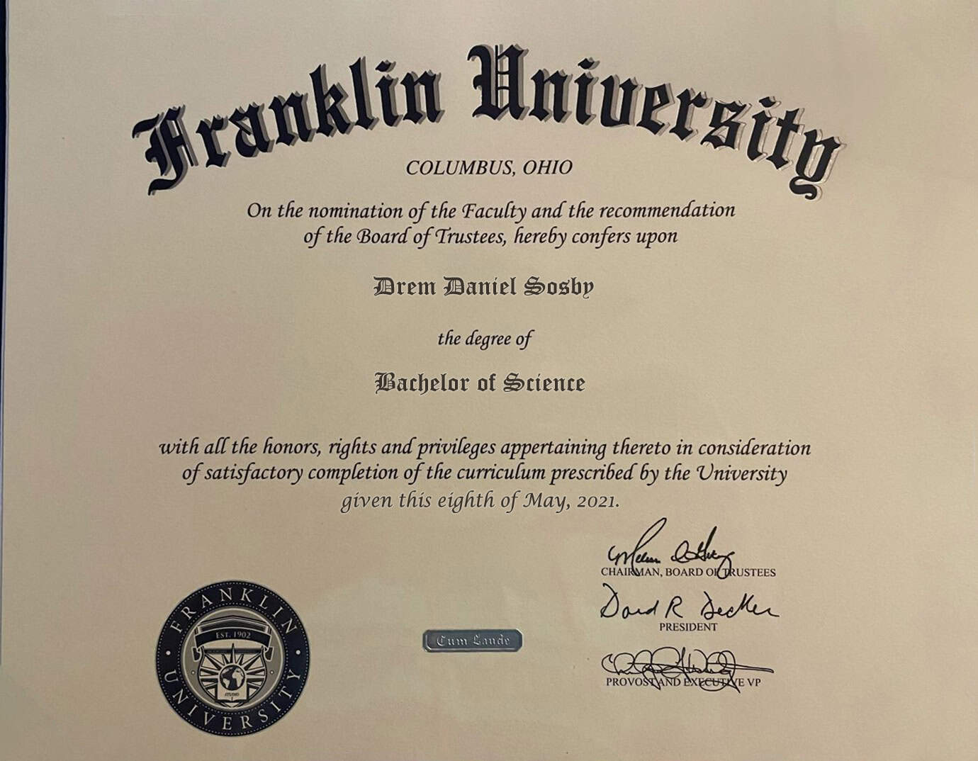 Fake Certificate from Franklin University Template Fake Certificate from Franklin University Template
