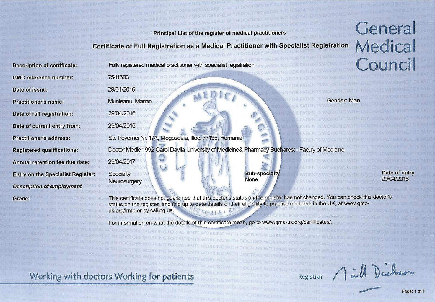 Fake Certificate from General Medical Council University Template Fake Certificate from General Medical Council University Template