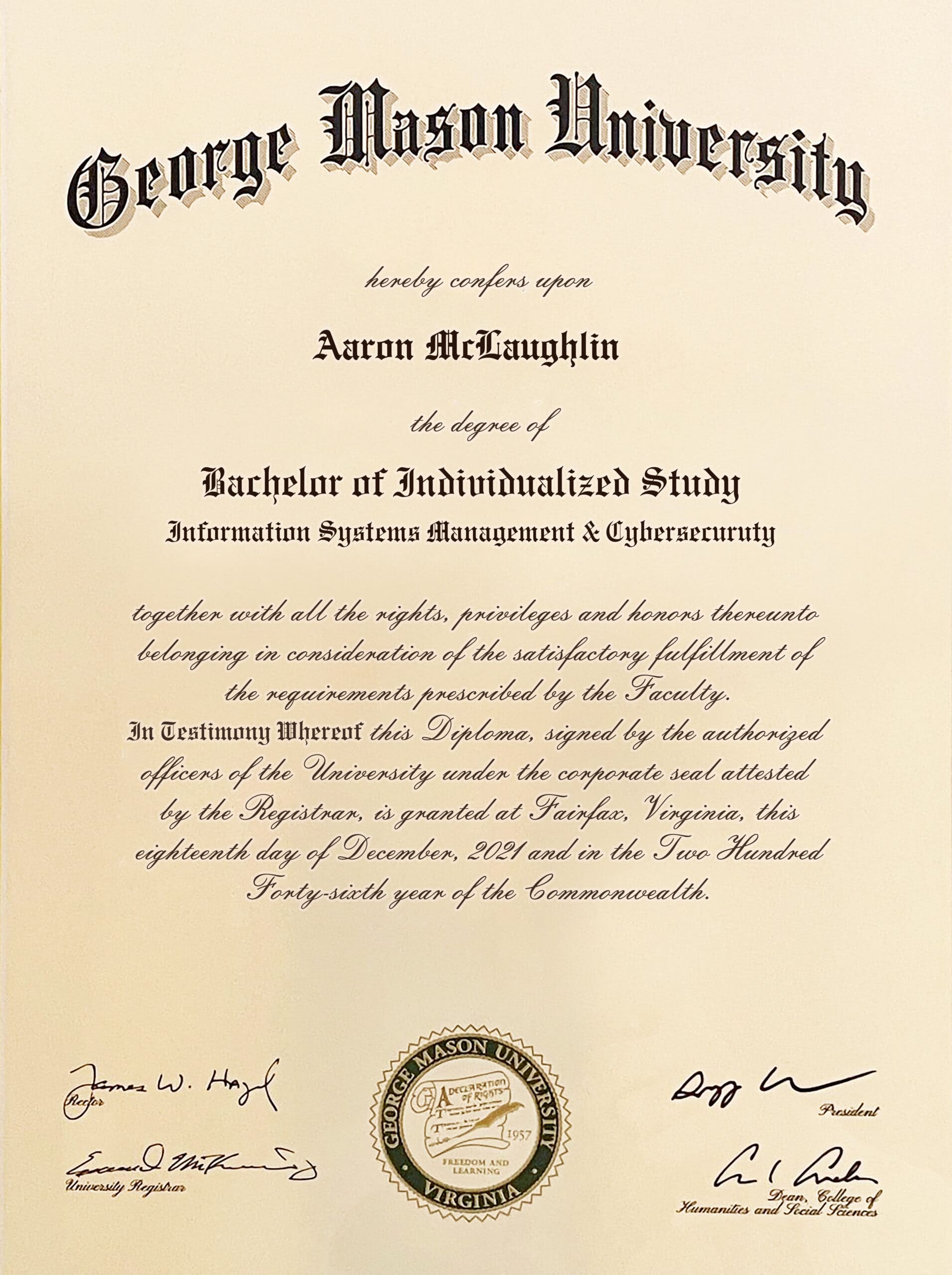 Fake Certificate from George Mason University Template Fake Certificate from George Mason University Template