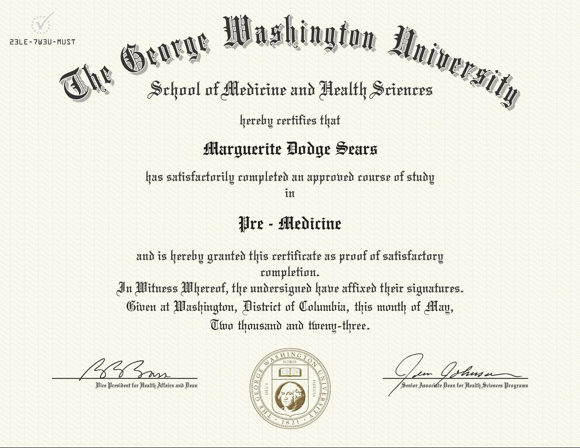 Fake Certificate from George Washington University Template Fake Certificate from George Washington University Template