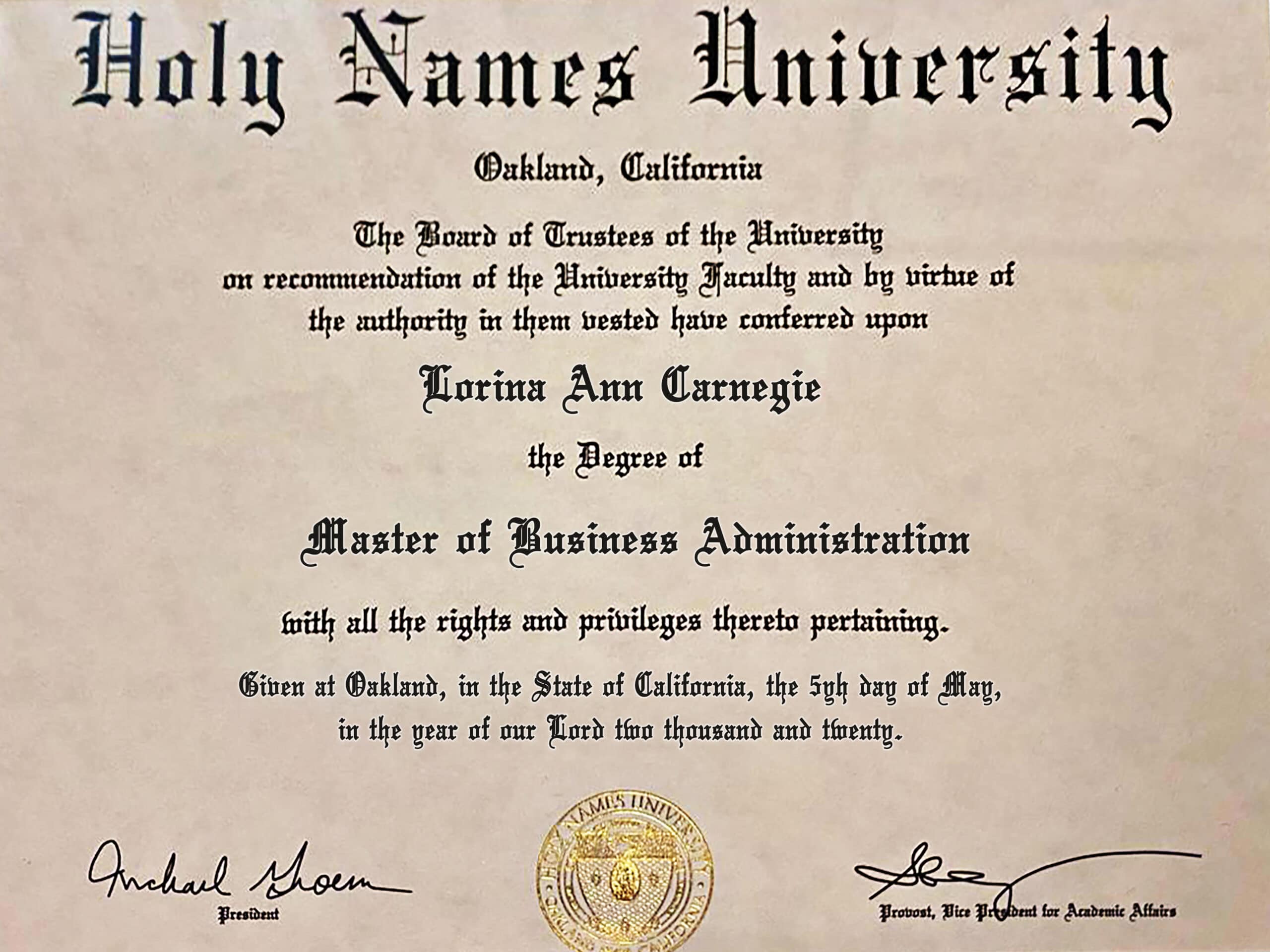 Fake Certificate from Holy Names University Template Fake Certificate from Holy Names University Template