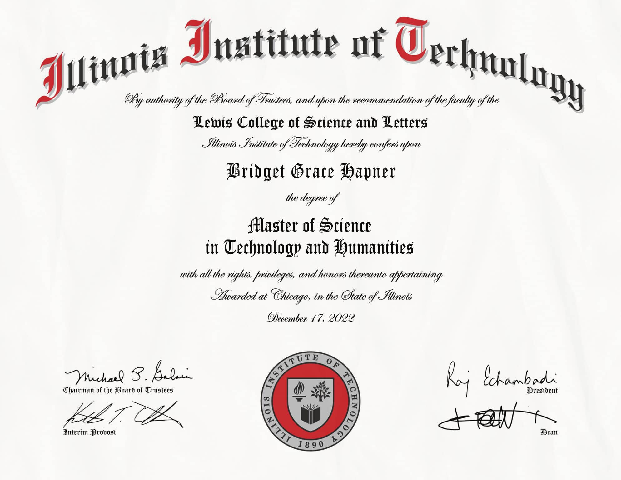 Fake Certificate from Illinois Institute Of Technology Template Fake Certificate from Illinois Institute Of Technology Template