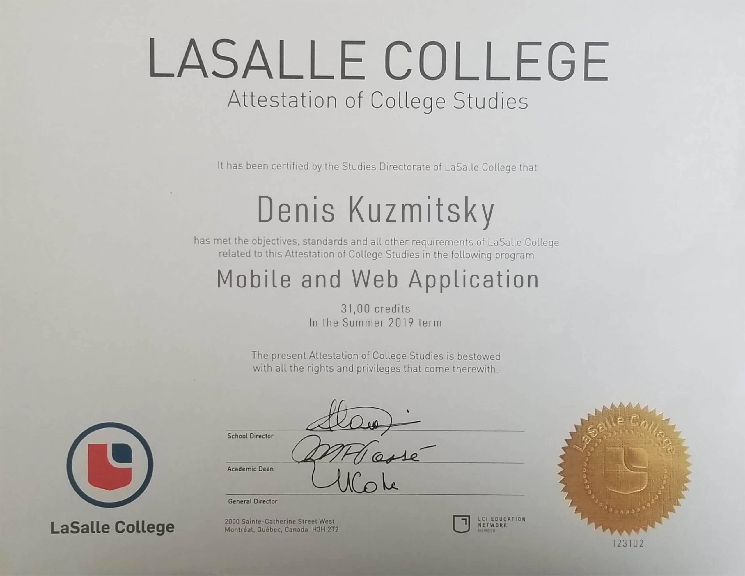 Fake Certificate from LaSalle College Template Fake Certificate from LaSalle College Template