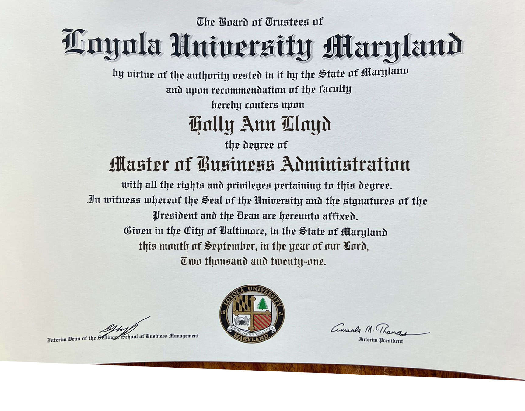 Fake Certificate from Loyola University Maryland Template Fake Certificate from Loyola University Maryland Template