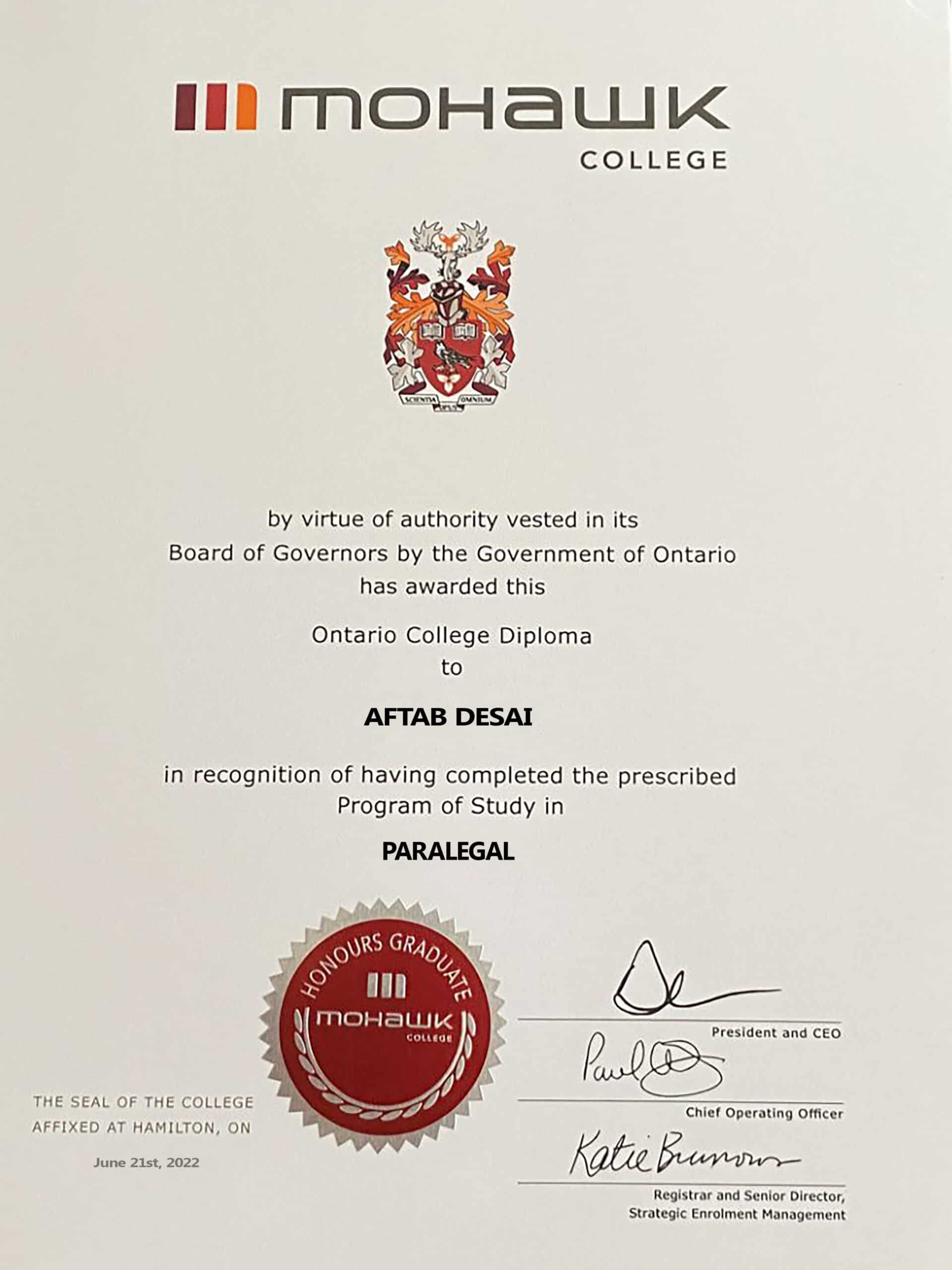Fake Certificate from Mohawk College Template Fake Certificate from Mohawk College Template