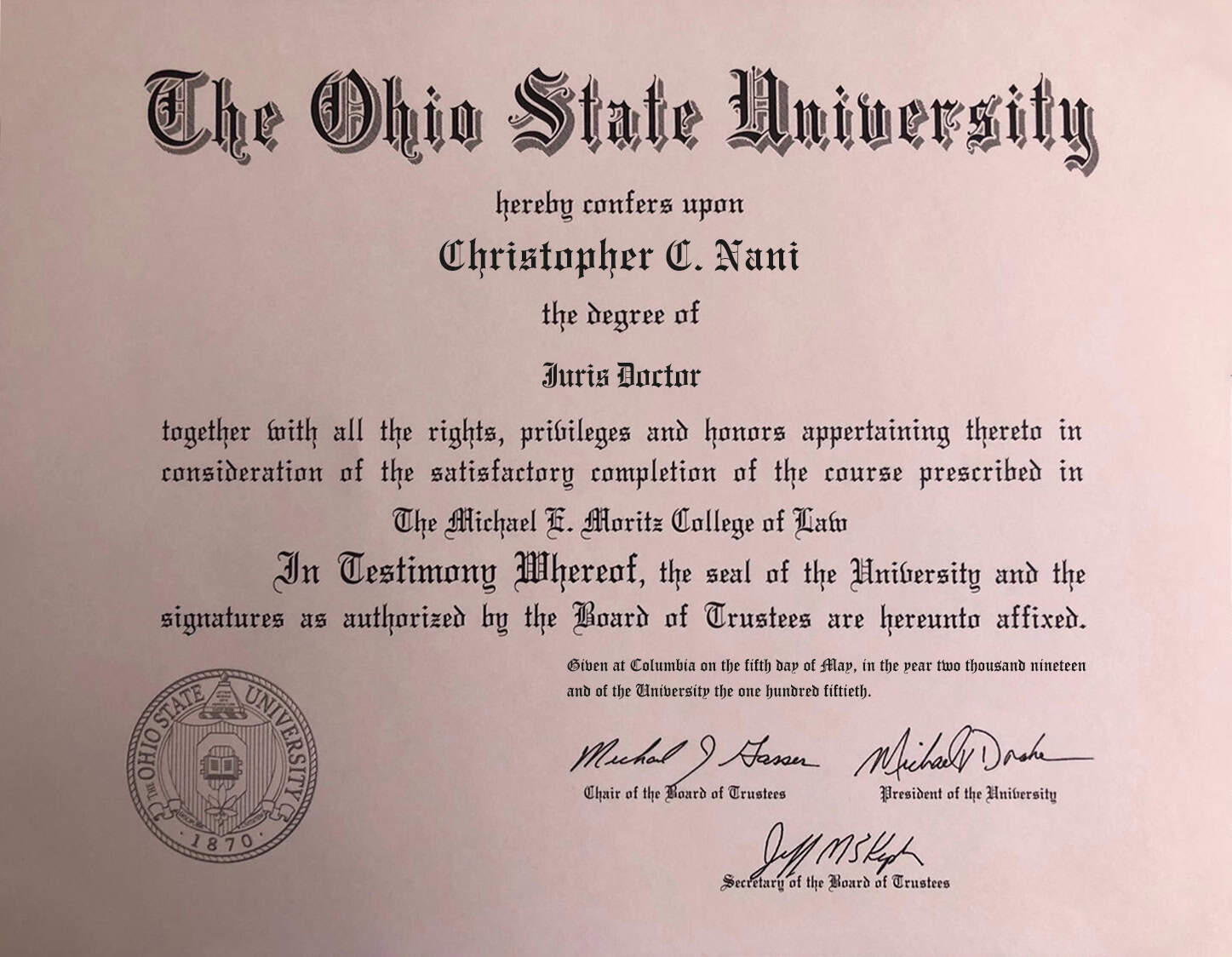 Fake Certificate from Ohio State University Template Fake Certificate from Ohio State University Template