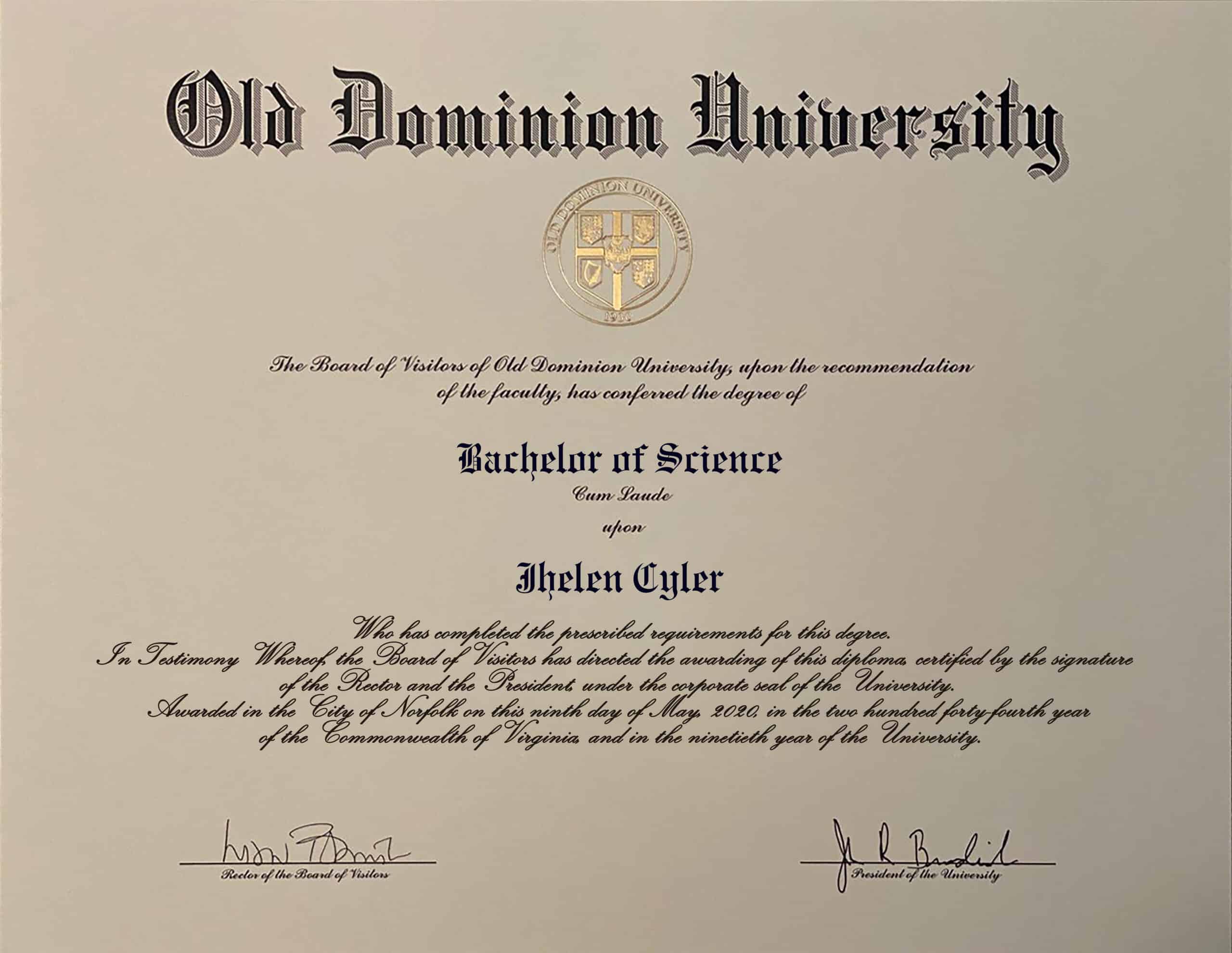 Fake Certificate from Old Dominion University Template Fake Certificate from Old Dominion University Template