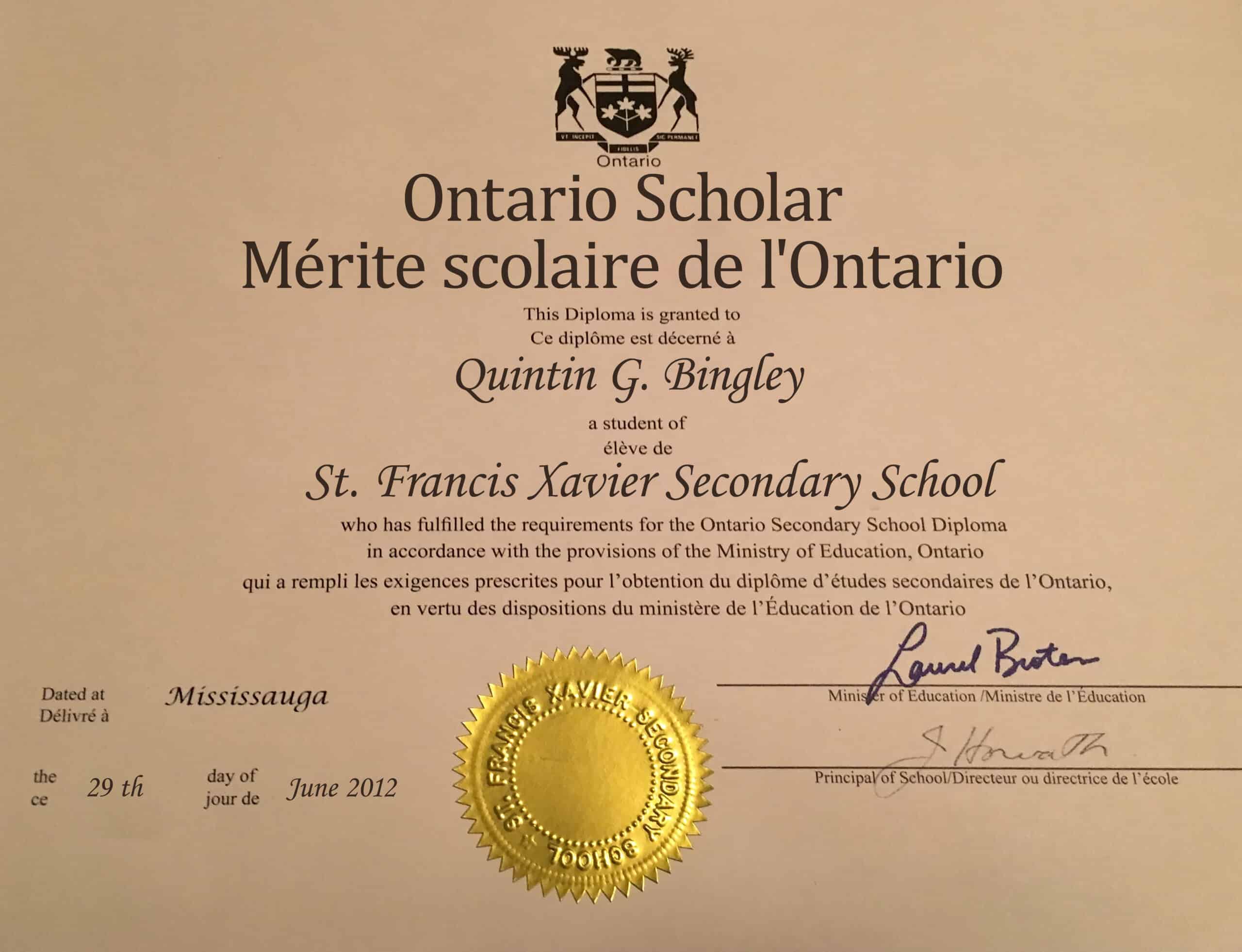 Fake Certificate from Ontario Secondary School Template Fake Certificate from Ontario Secondary School Template