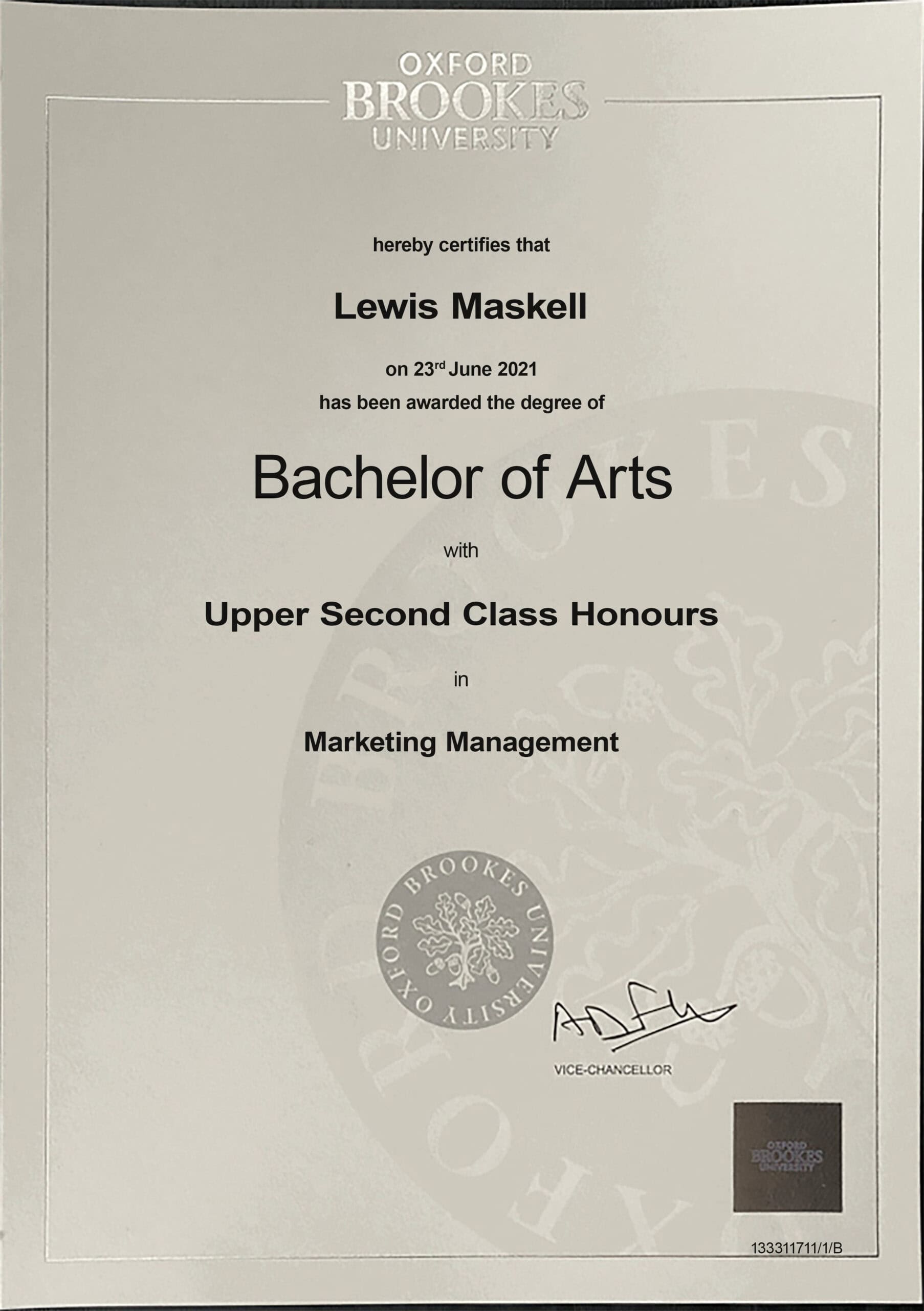 Fake Certificate from Oxford Brookes University Template Fake Certificate from Oxford Brookes University Template