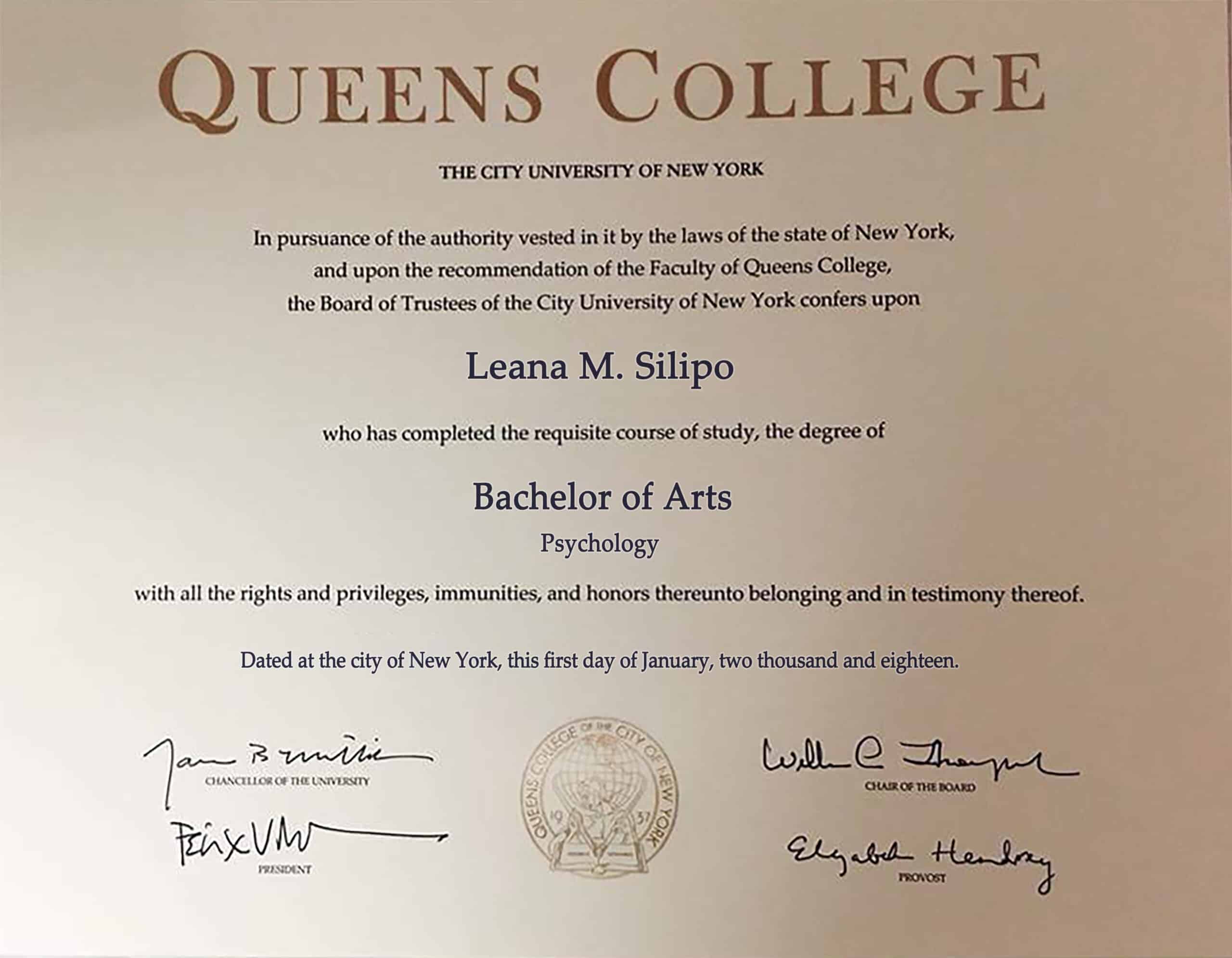 Fake Certificate from Queens College Template Fake Certificate from Queens College Template